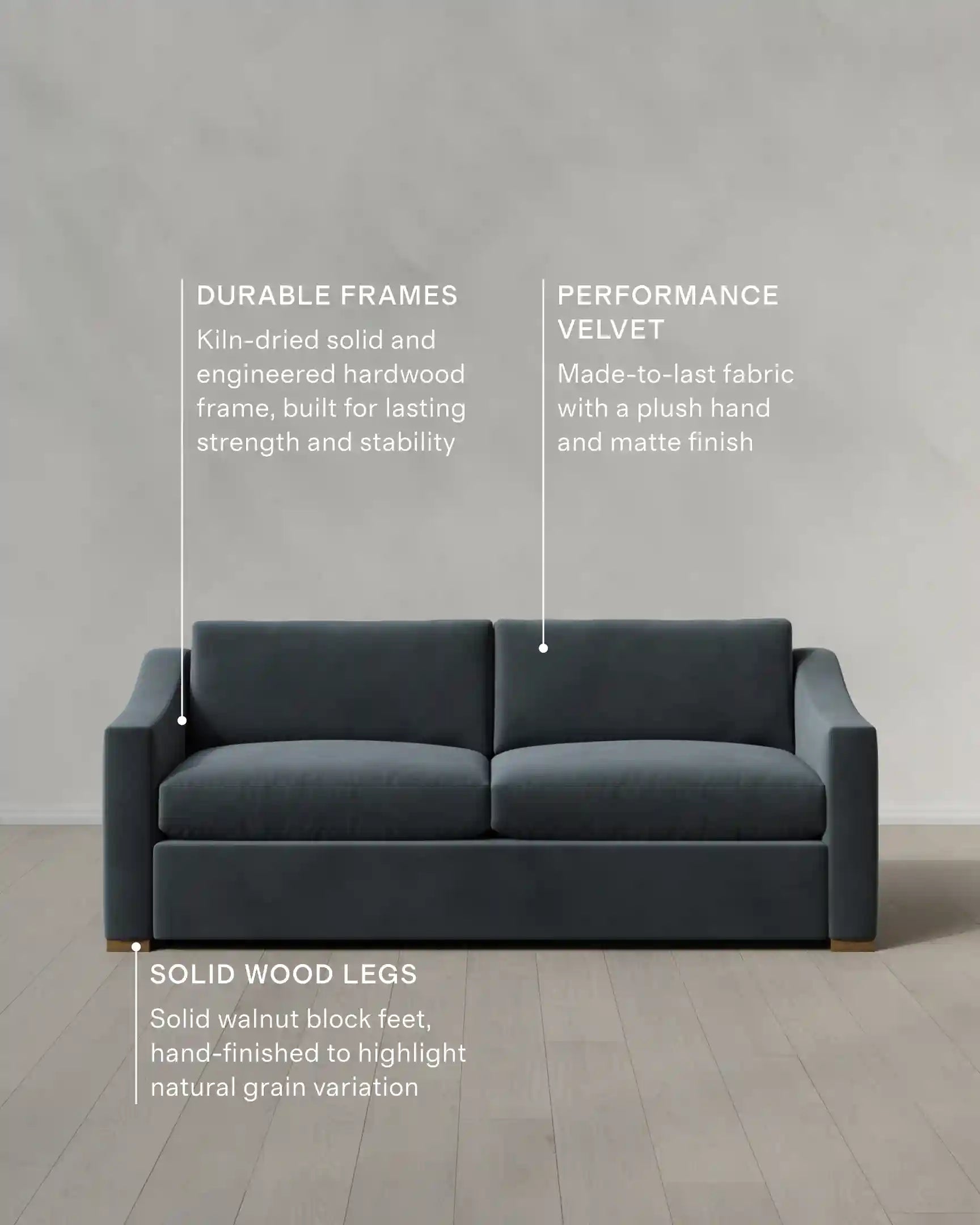 Hollis Slope Arm Sofa in Performance Velvet