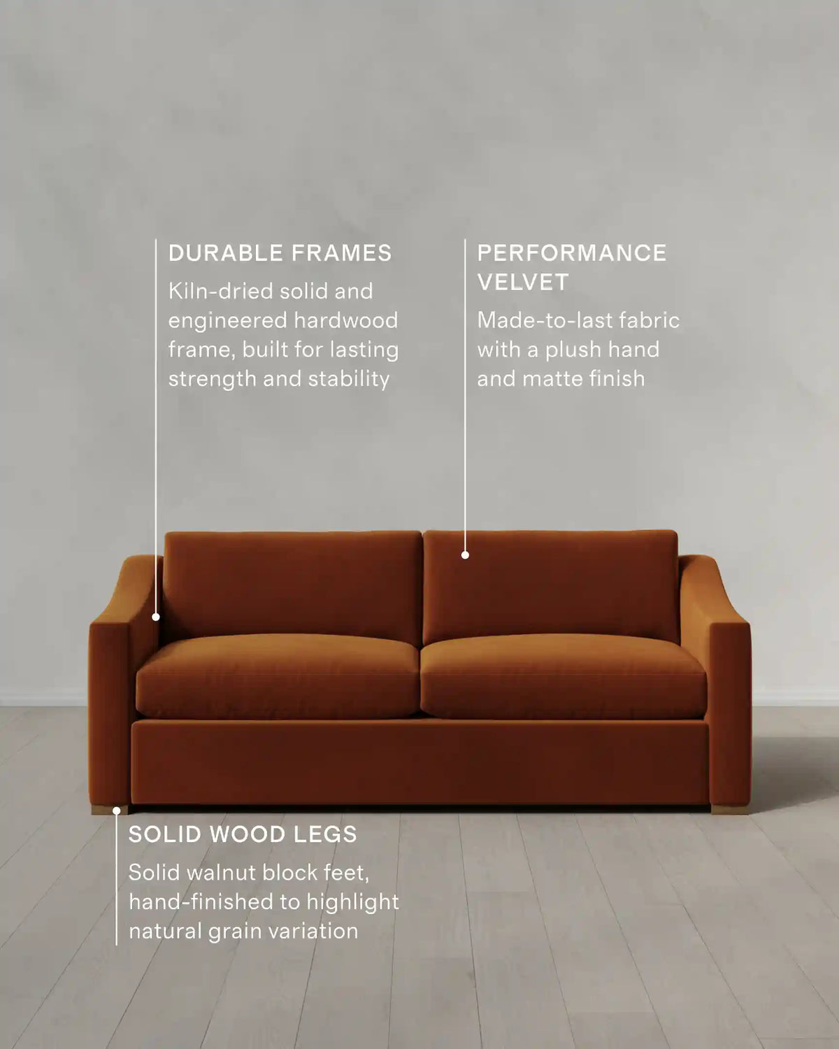 Hollis Slope Arm Sofa in Performance Velvet