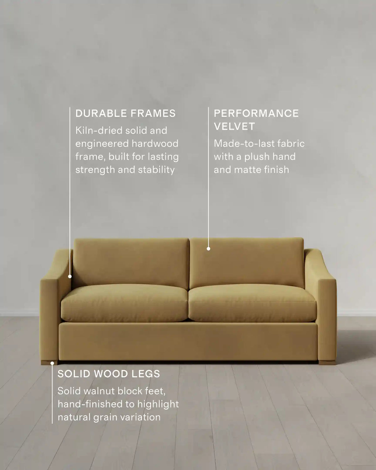 Hollis Slope Arm Sofa in Performance Velvet