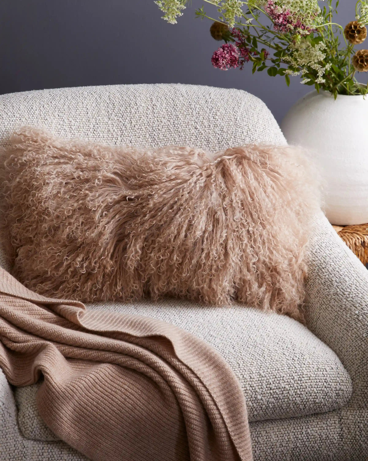 Luxe Mongolian Lamb Lumbar Pillow Cover (Set of 2)