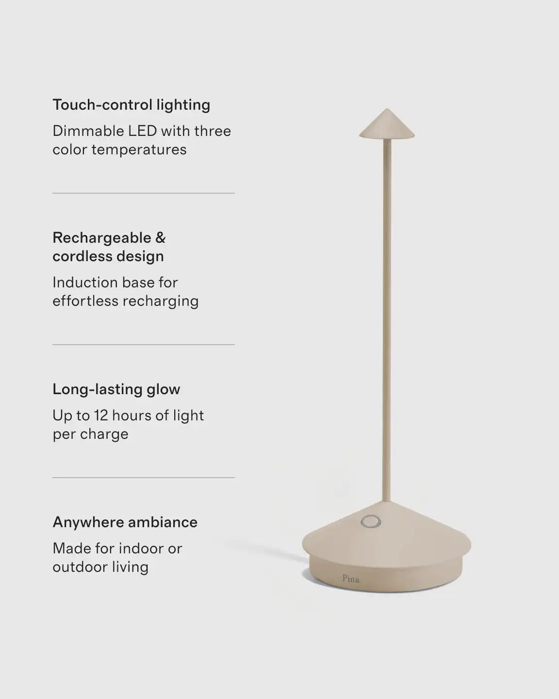 Pina Pro Rechargeable Table Lamp by Zafferano