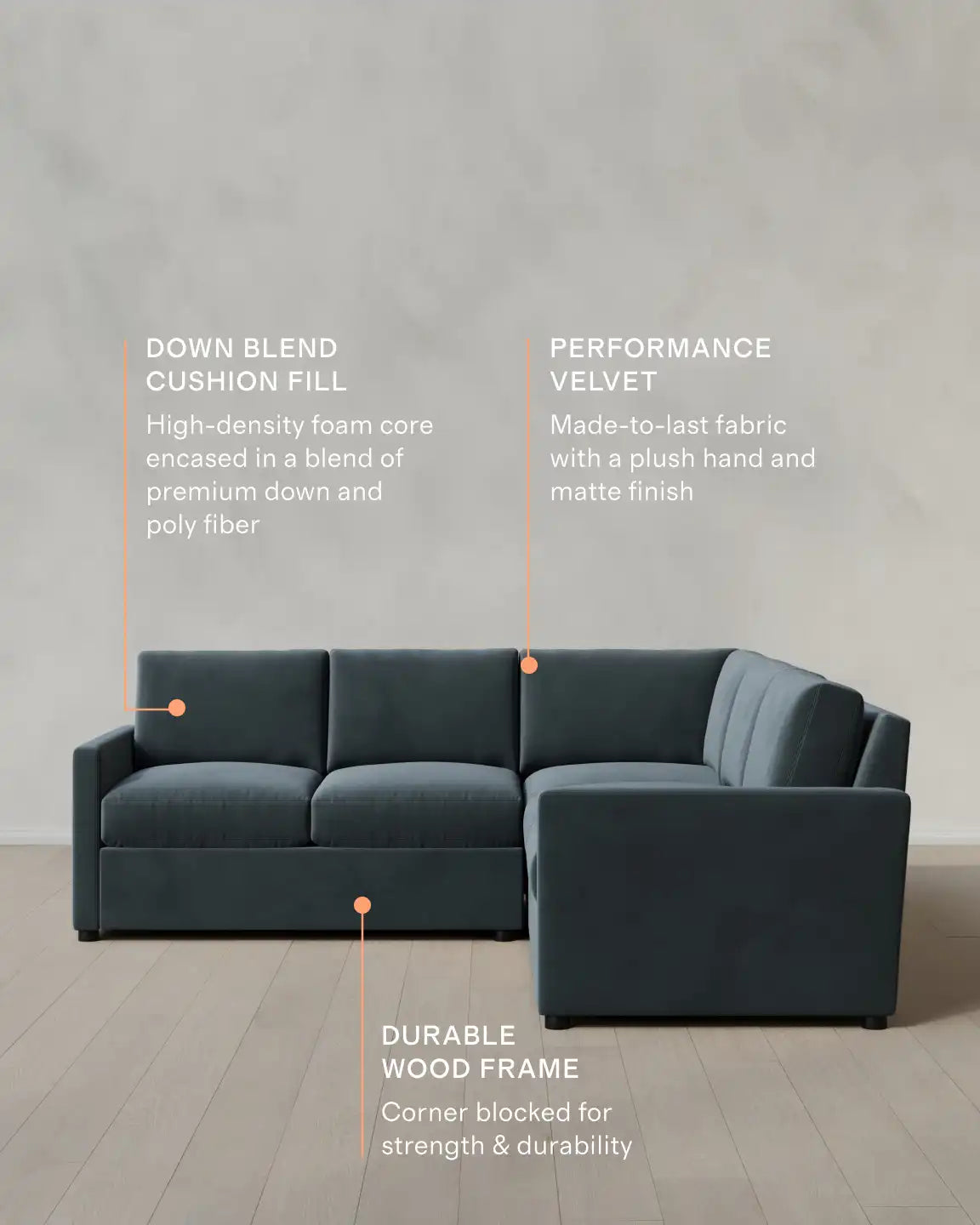Brennan L Sectional in Performance Velvet
