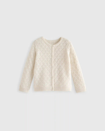 Washable Cashmere Pointelle Cardigan