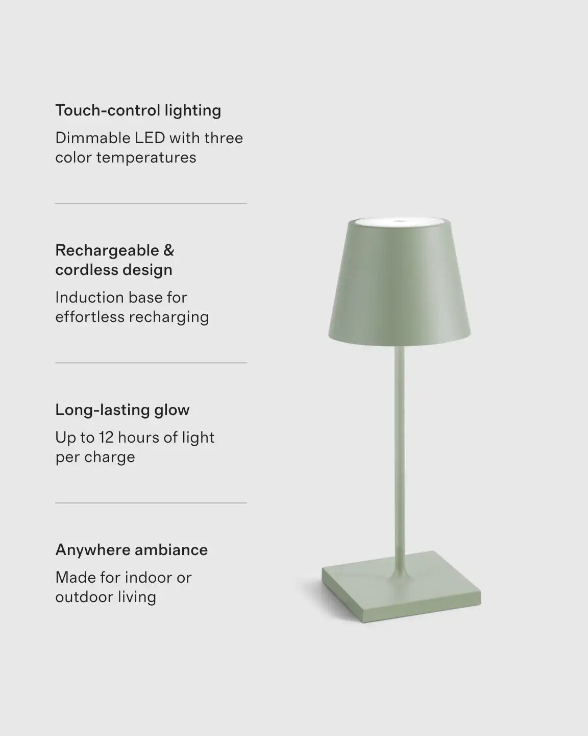 Poldina Pro Rechargeable Table Lamp by Zafferano