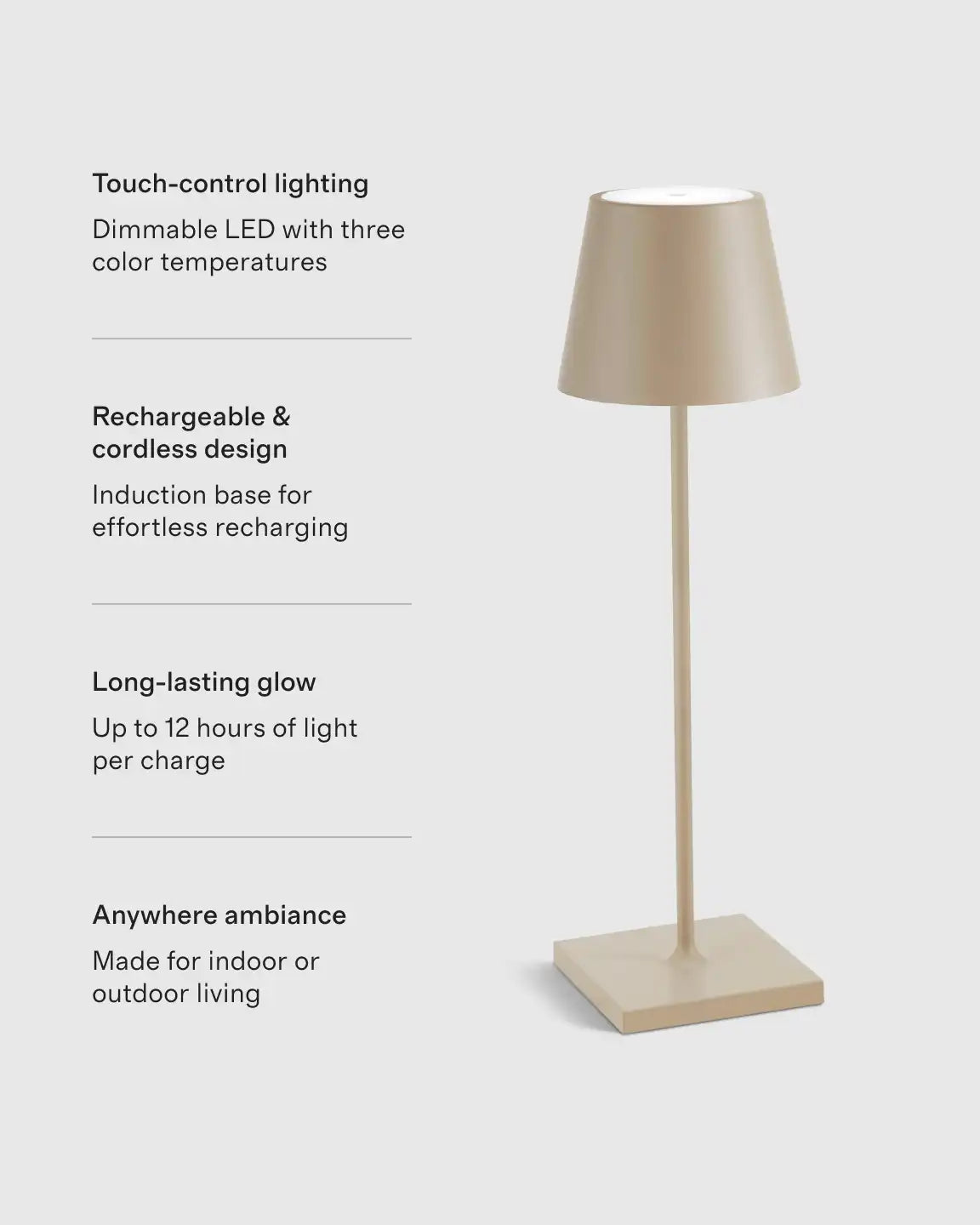 Poldina Pro Rechargeable Table Lamp by Zafferano