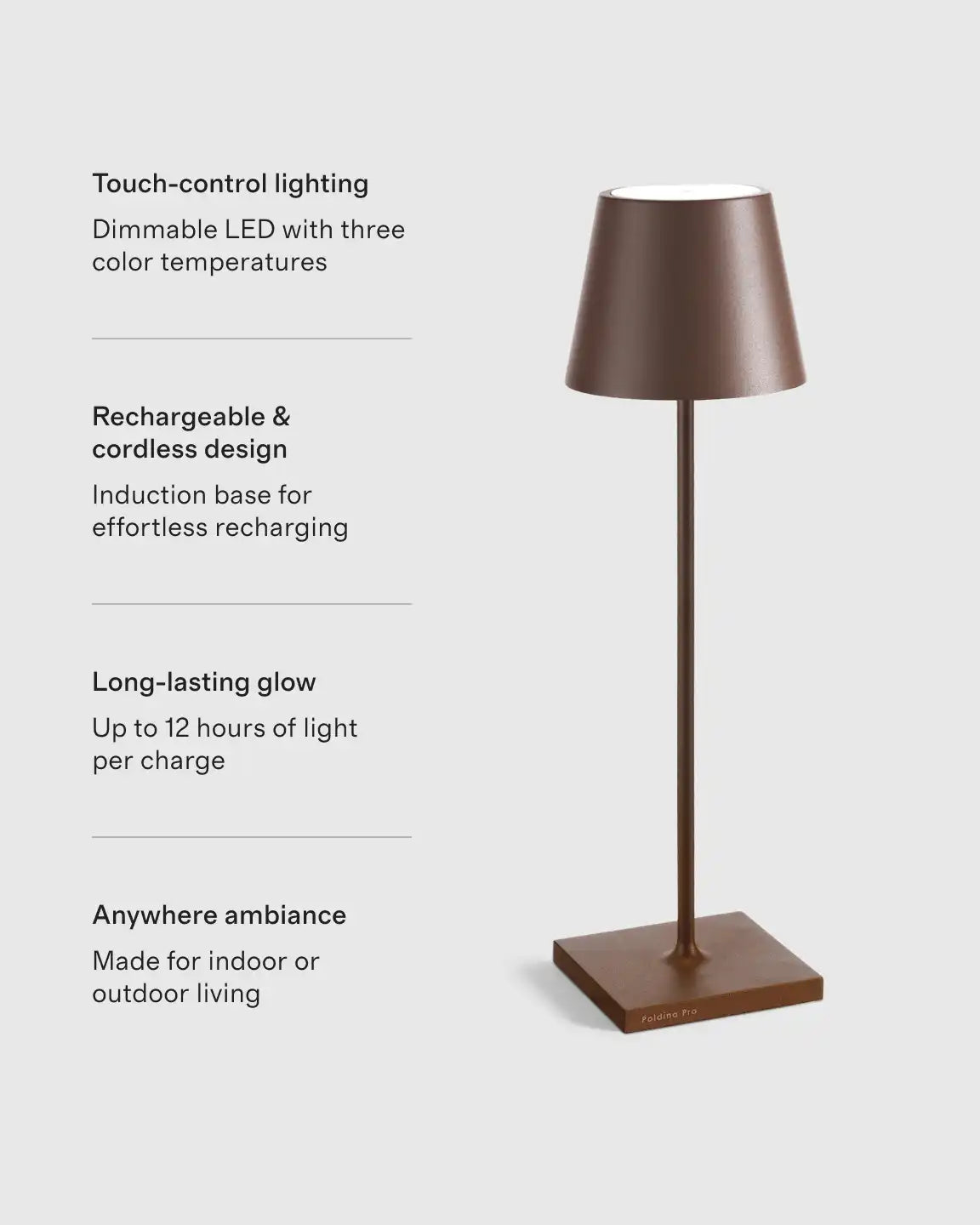 Poldina Pro Rechargeable Table Lamp by Zafferano