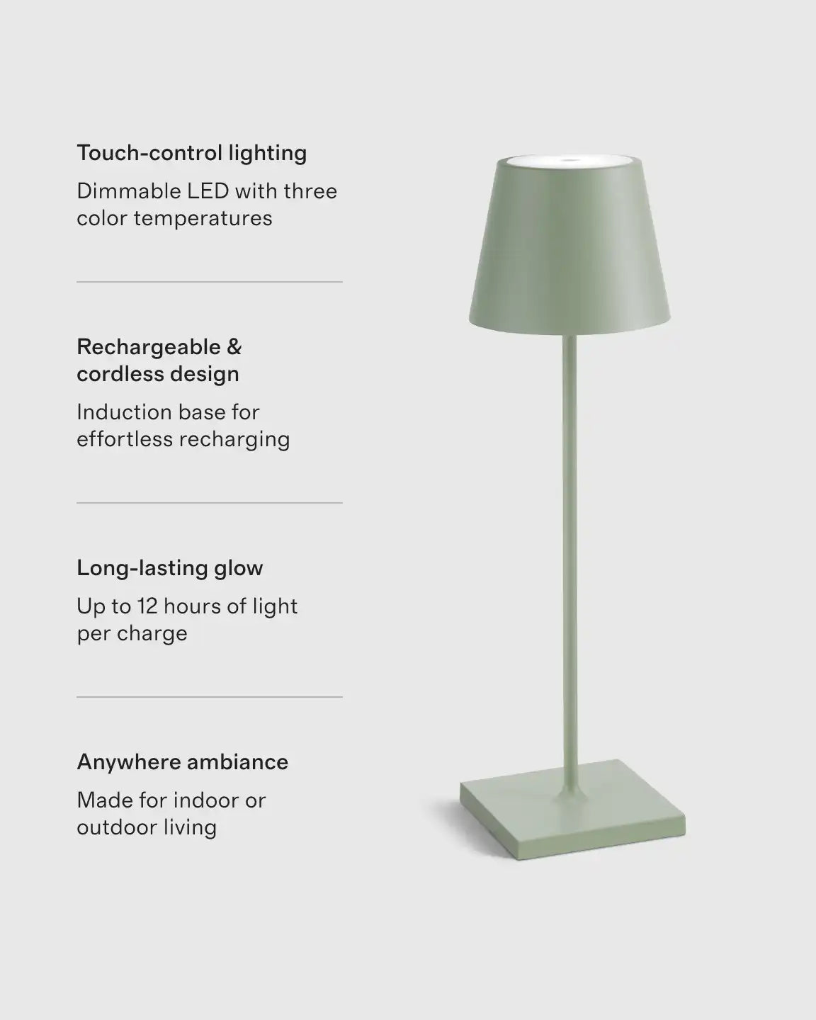 Poldina Pro Rechargeable Table Lamp by Zafferano
