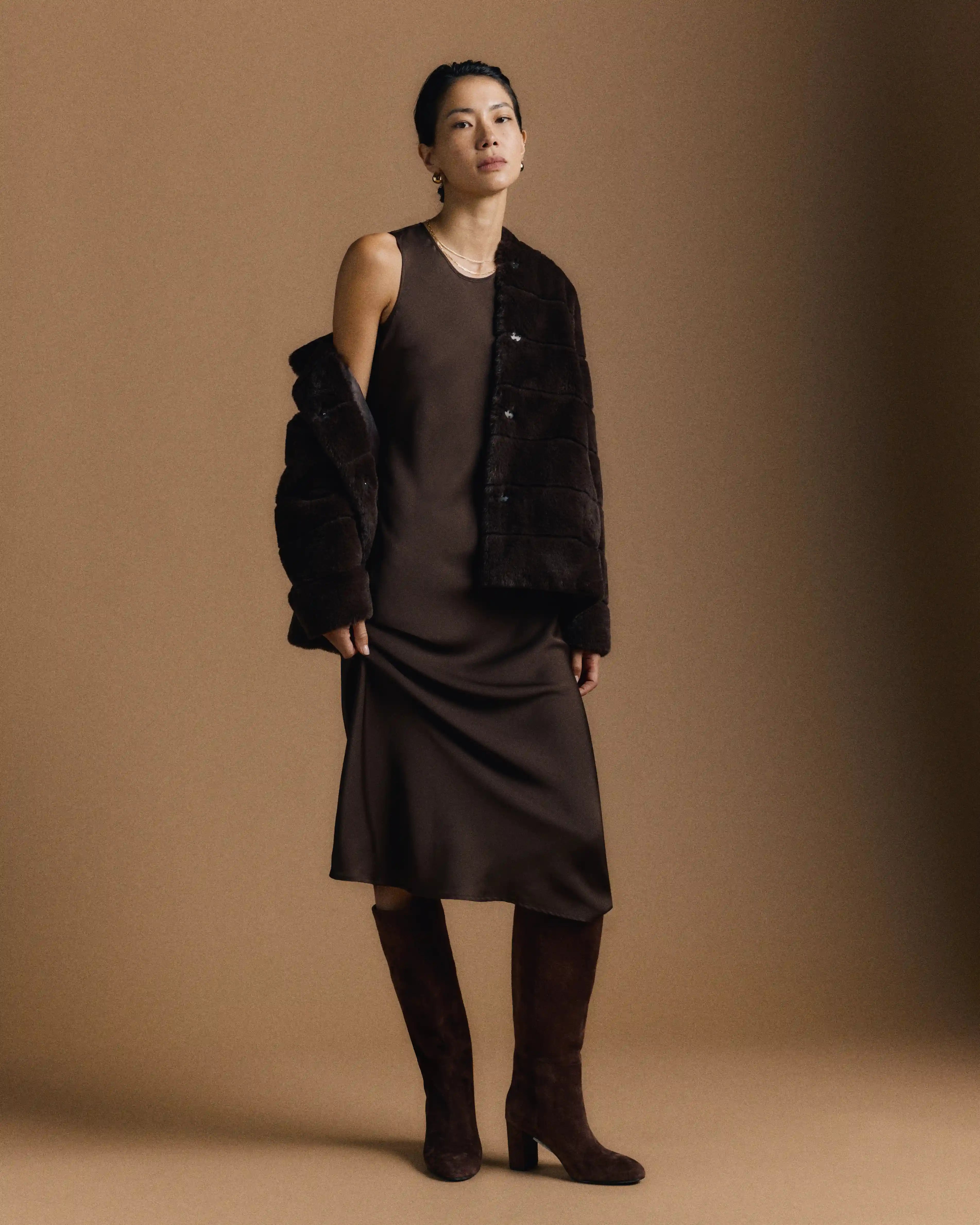 Washable Stretch Silk Tank Midi Dress