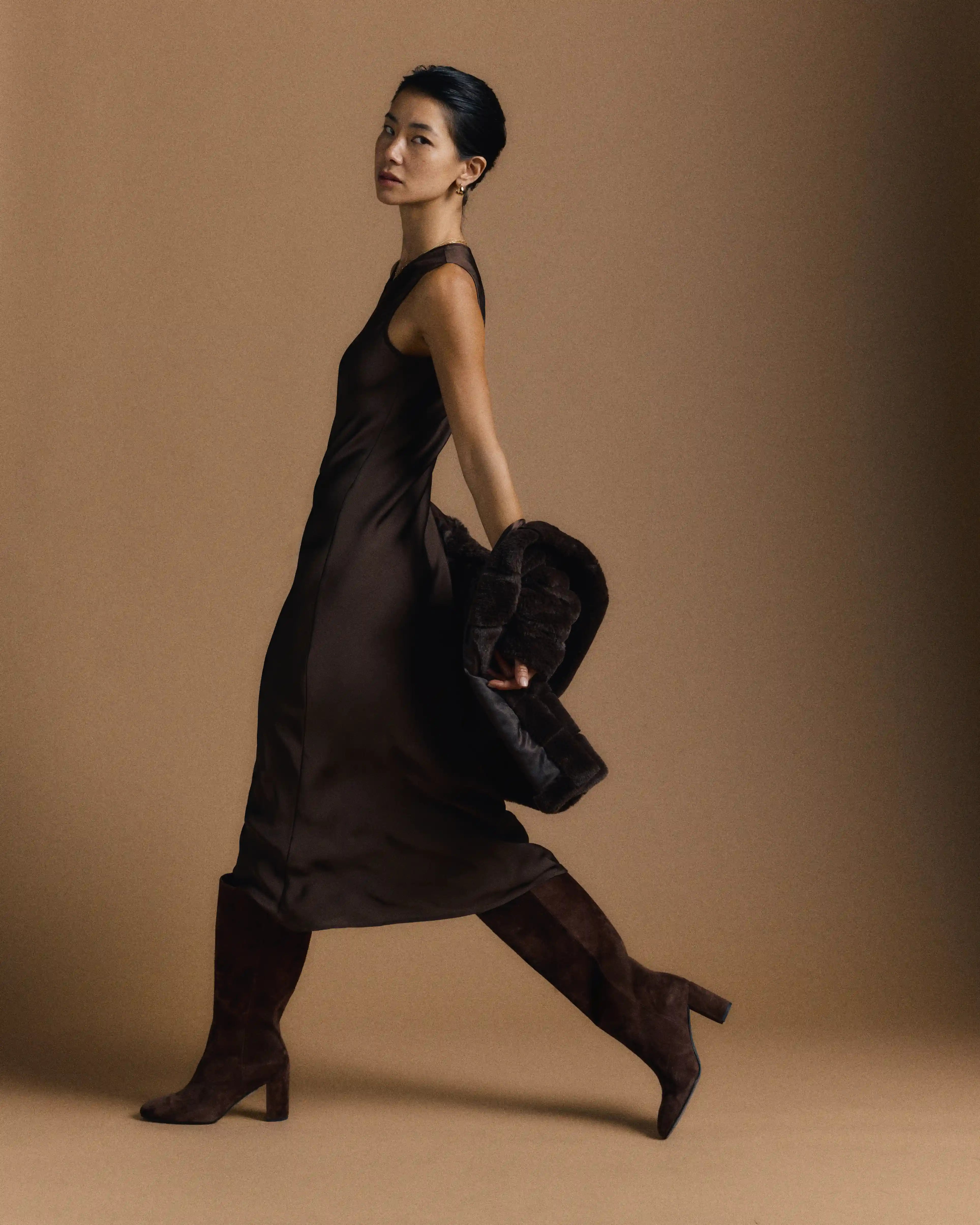 Italian Suede Block Heel Boots