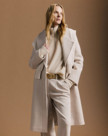 100% Merino Wool Shawl Collar Long Coat