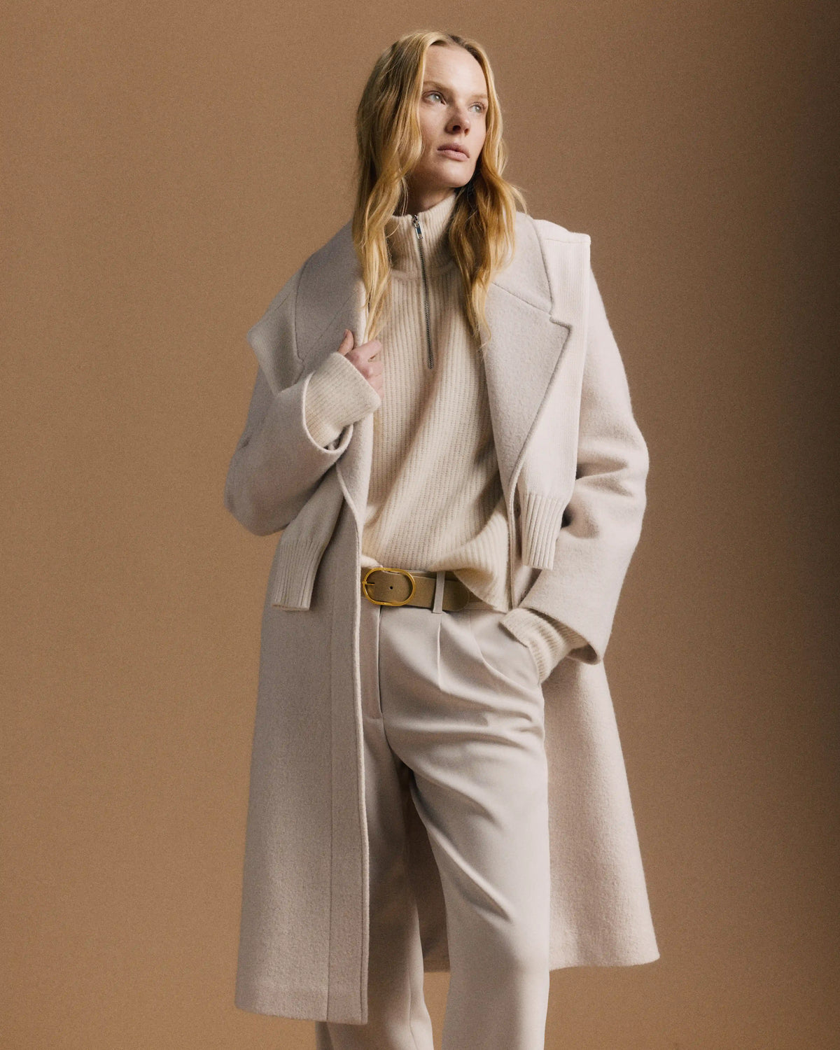 100% Merino Wool Shawl Collar Long Coat