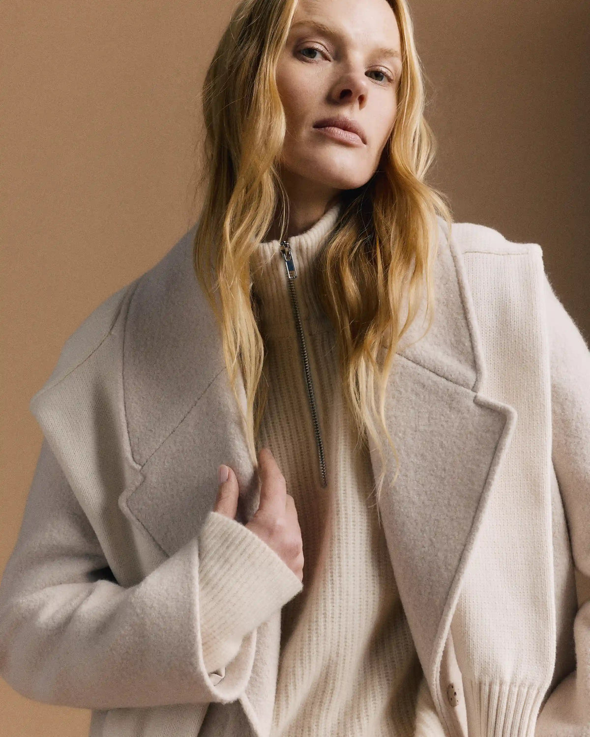 Mongolian Cashmere Fisherman Quarter Zip Sweater