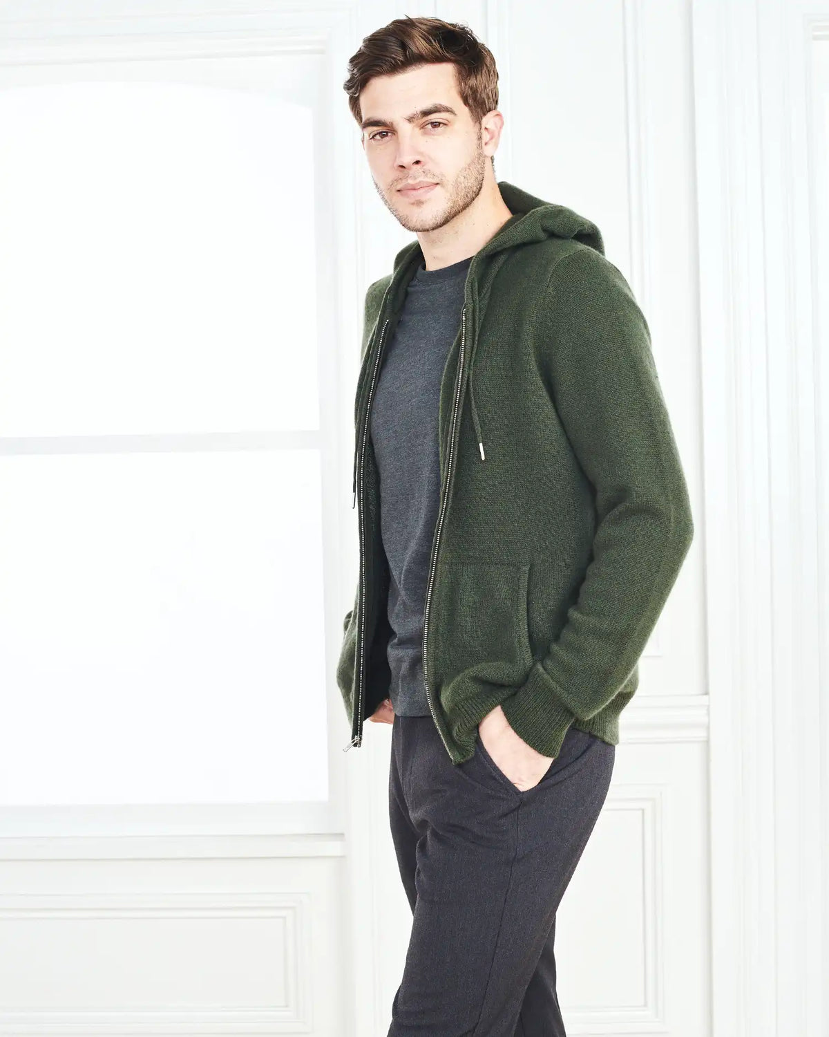 Mongolian Cashmere Full-Zip Hoodie