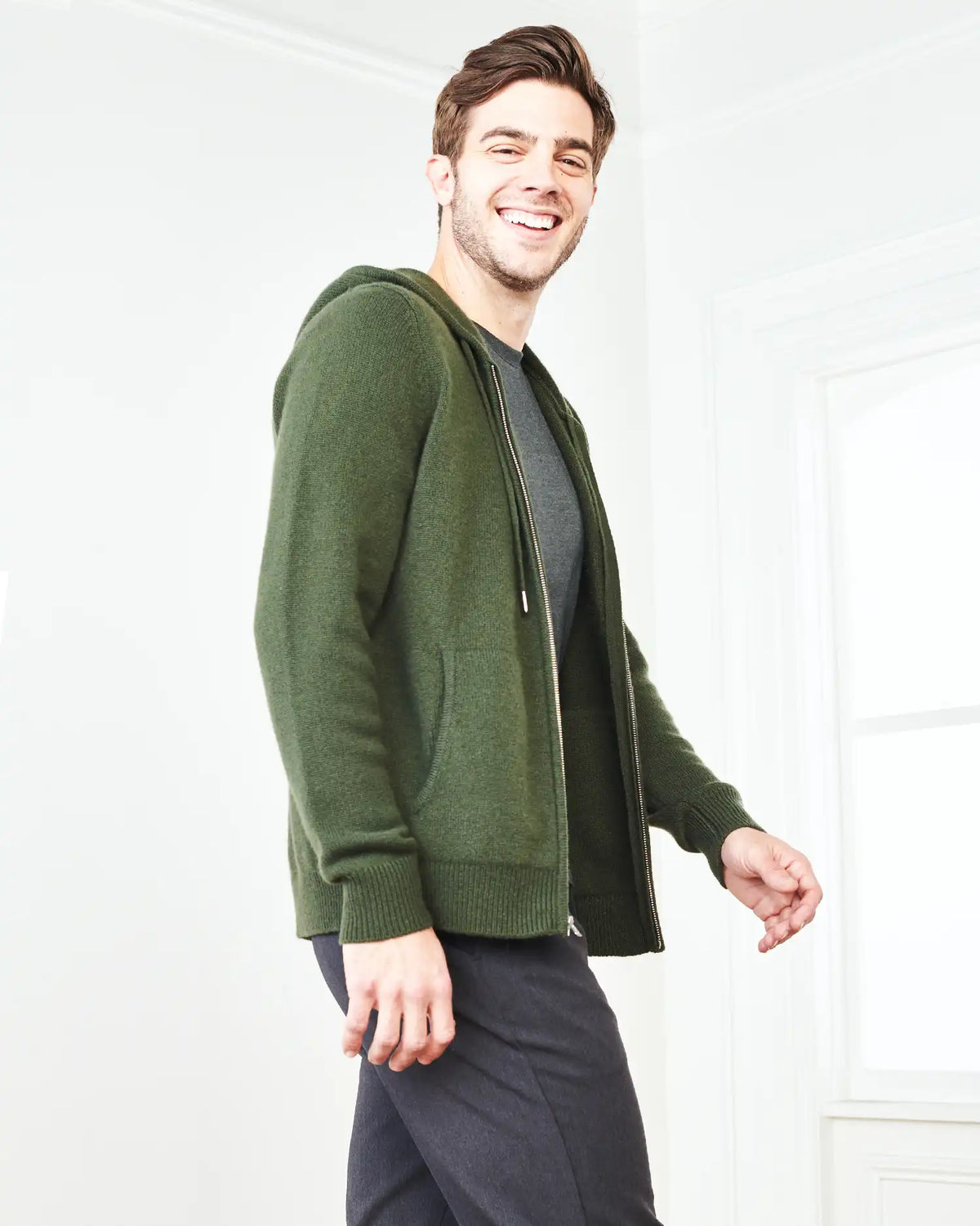 Mongolian Spring Cashmere Full-Zip Hoodie