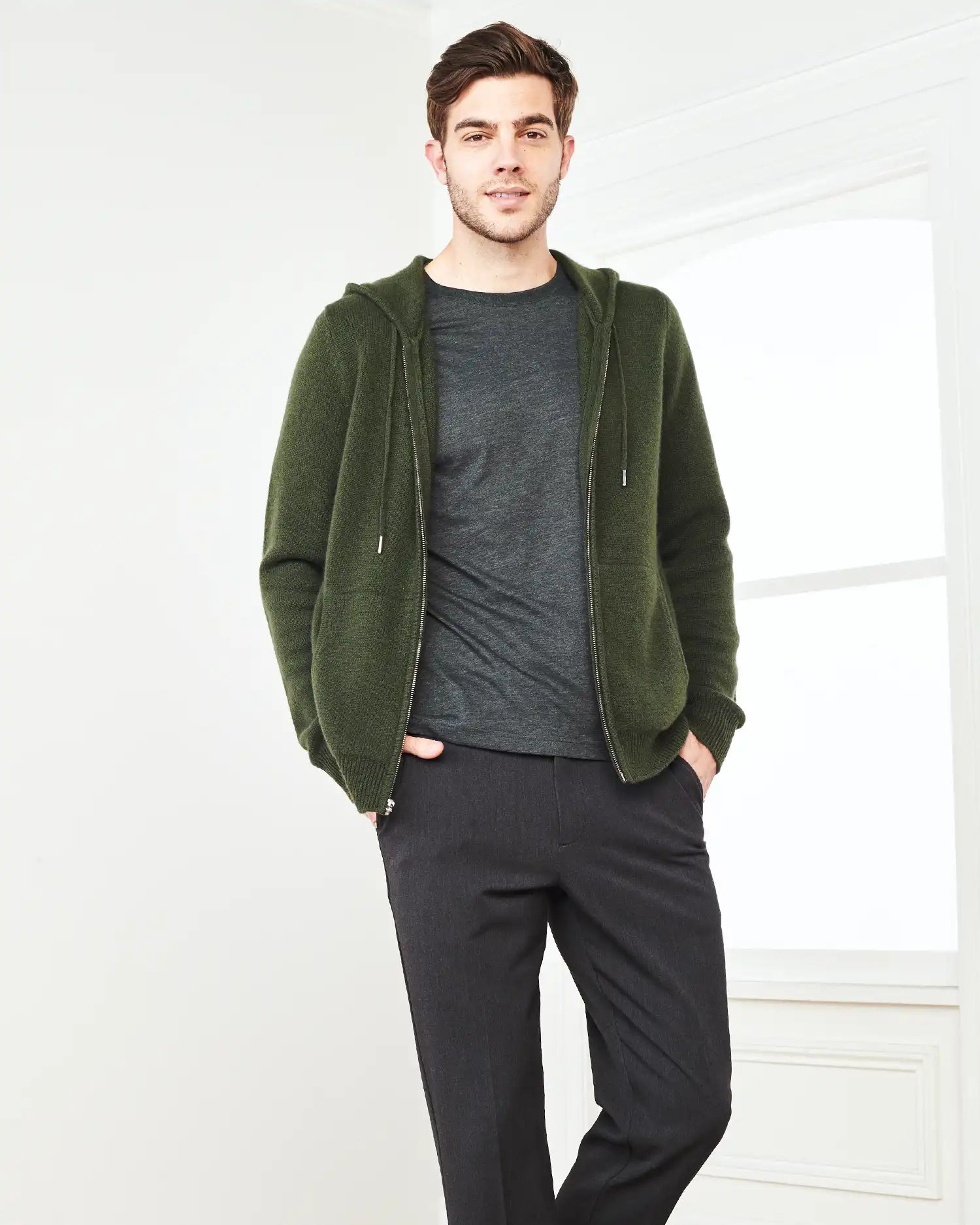 Mongolian Spring Cashmere Full-Zip Hoodie