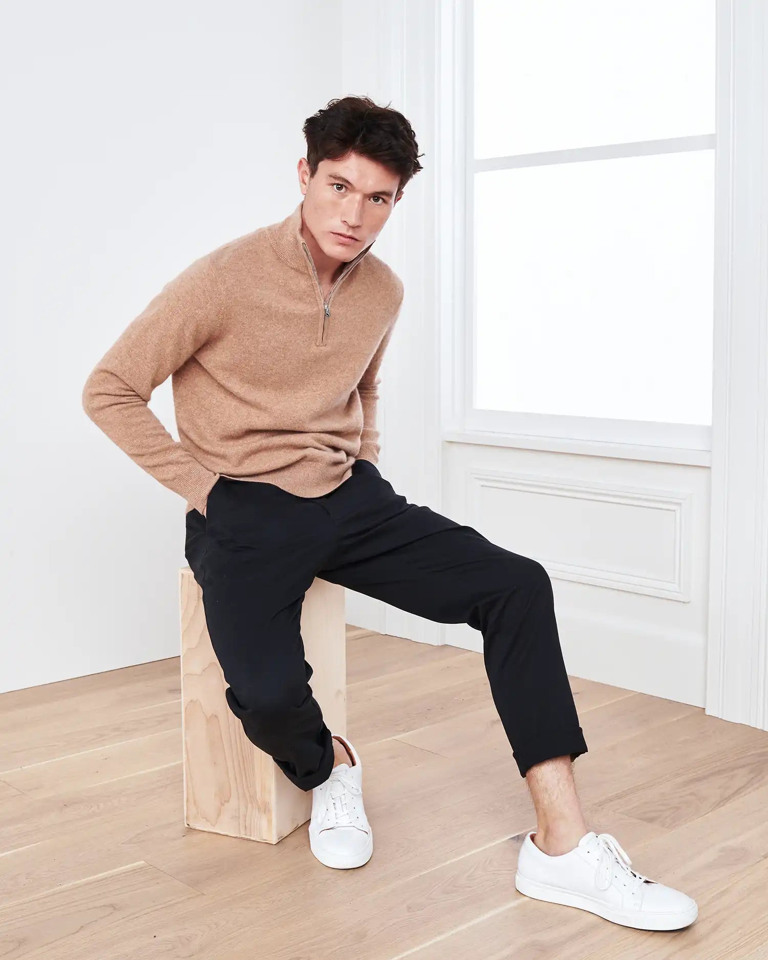 Mongolian Spring Cashmere Quarter Zip Sweater
