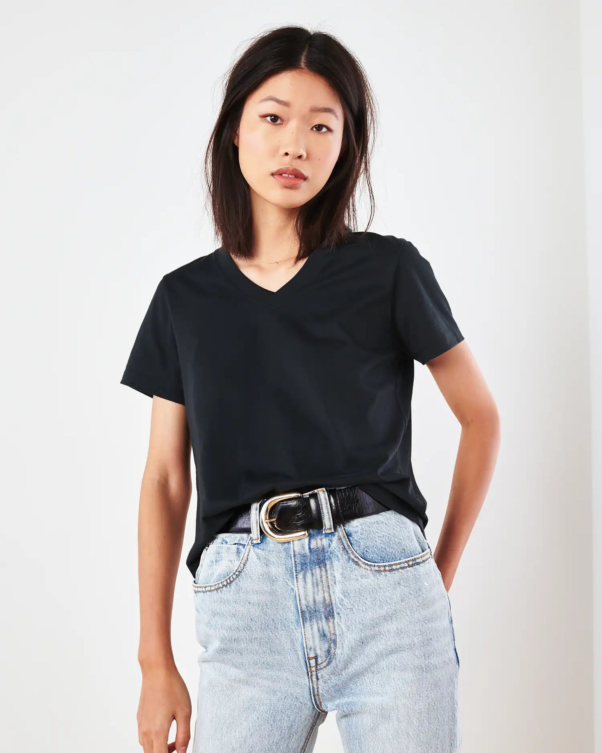 100% Organic Cotton Boxy V-Neck Tee (3-Pack)