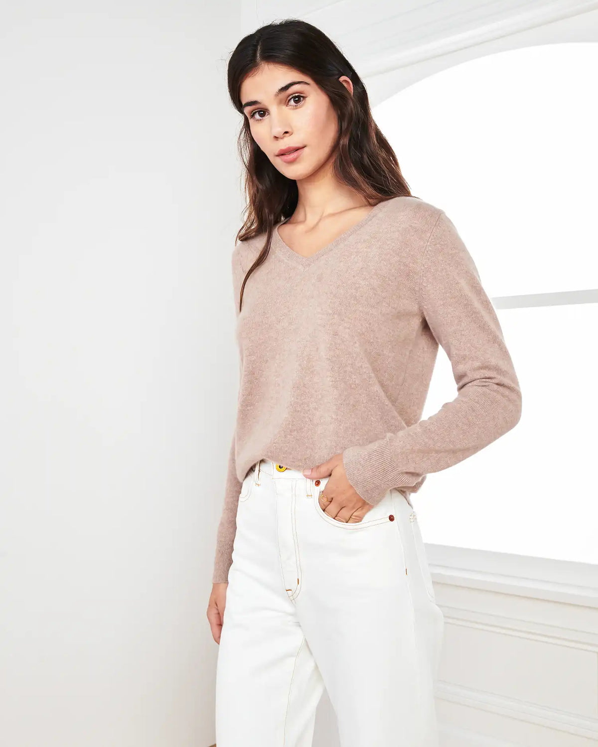 Mongolian Spring Cashmere V-Neck Sweater