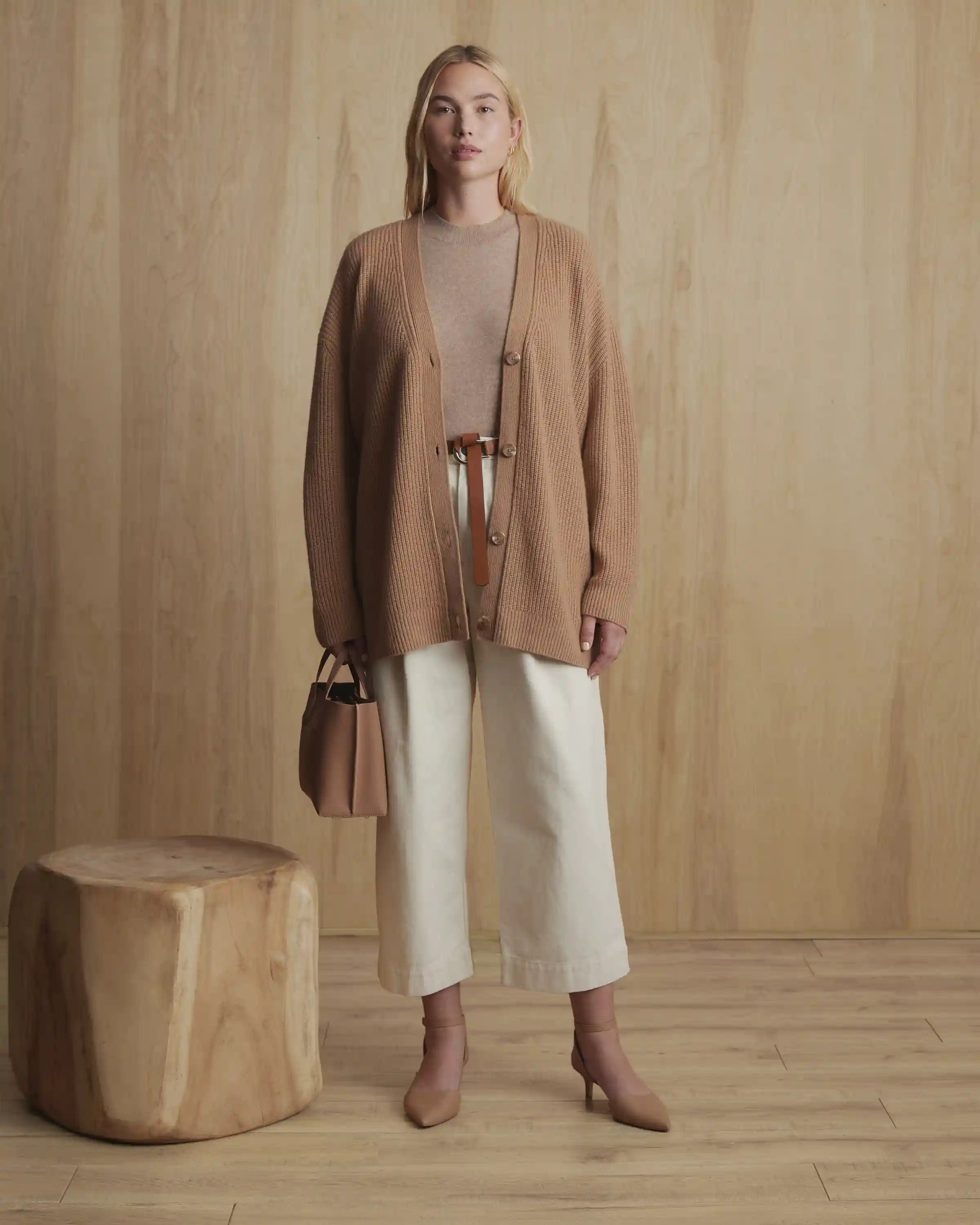 Mongolian Spring Cashmere Oversized Boyfriend Cardigan Sweater