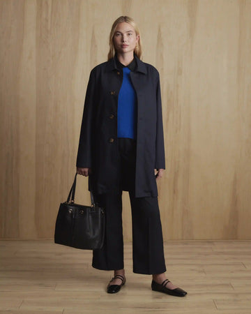 Organic Stretch Cotton Twill Wide-Leg Crop Pants