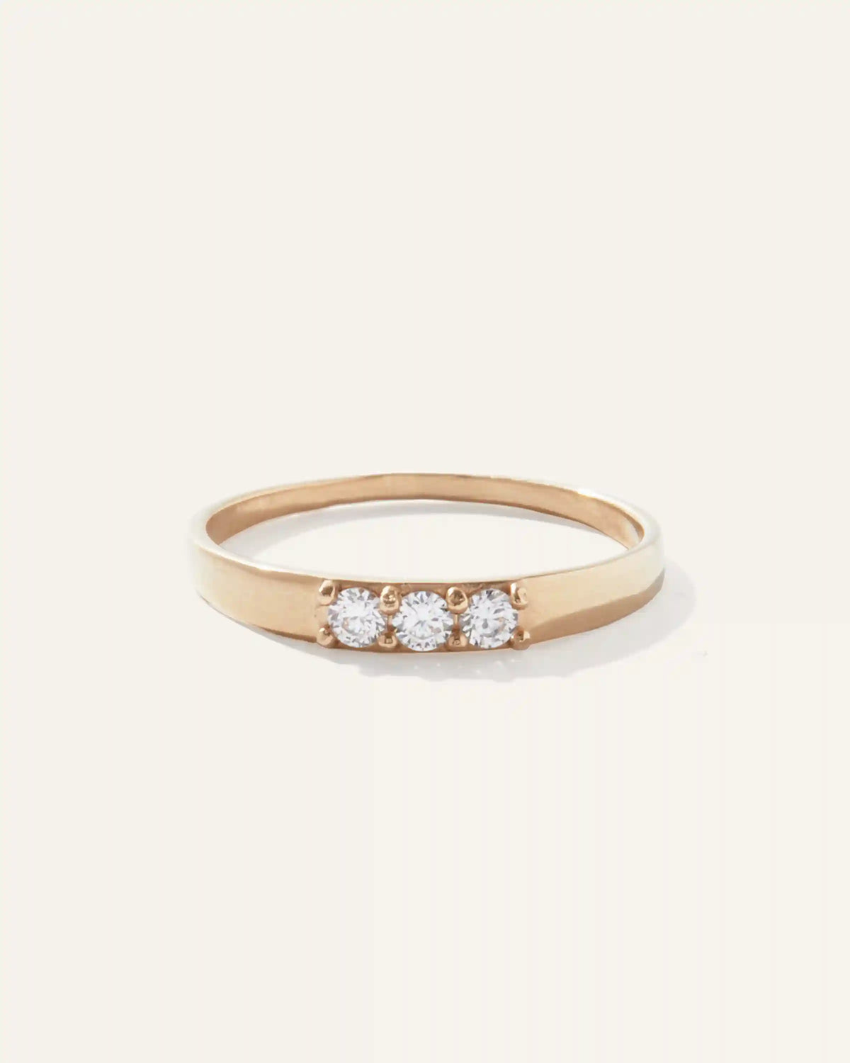 14K Gold Diamond Three Stone Tapered Band