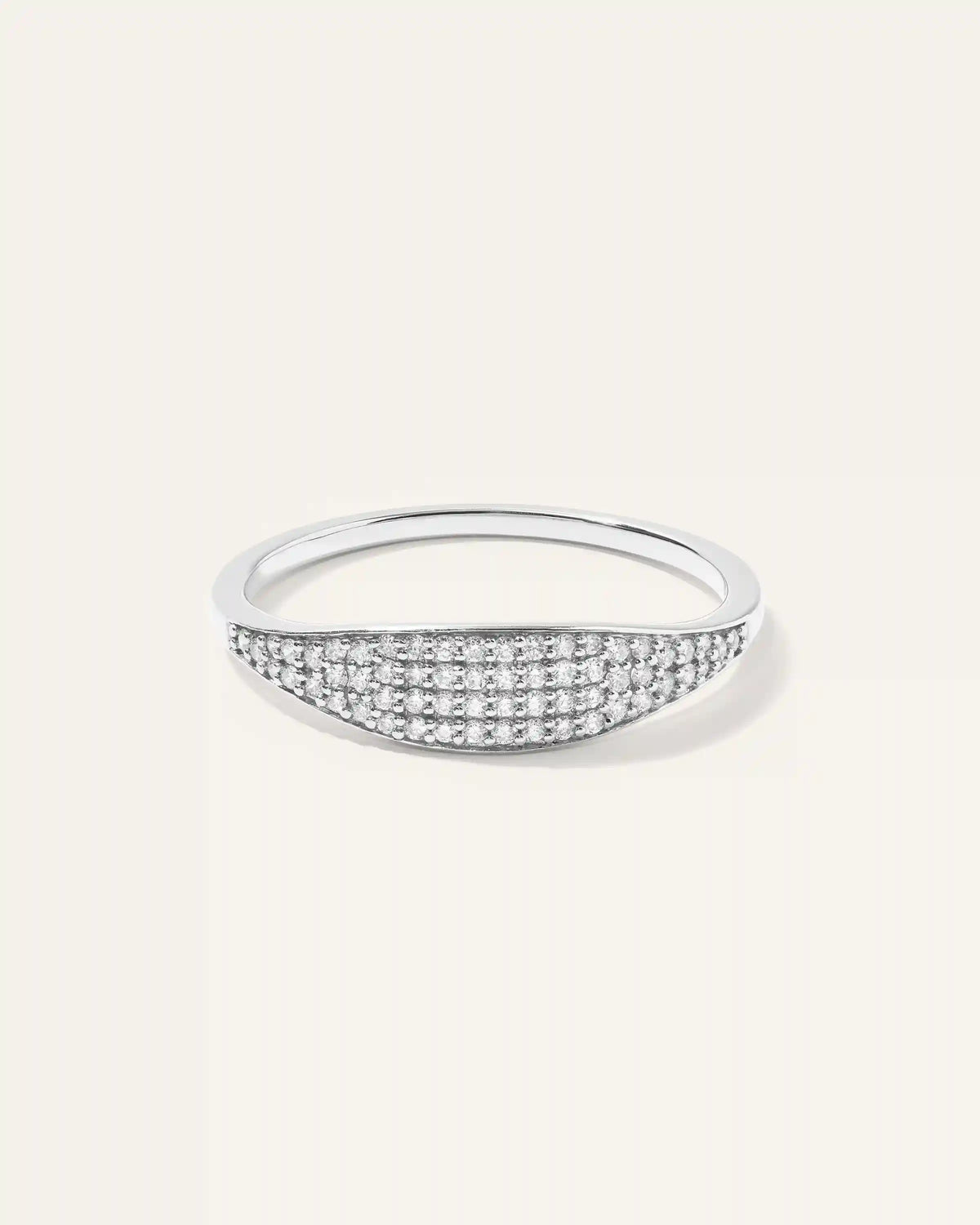 14k Gold Pave Slim Signet Ring