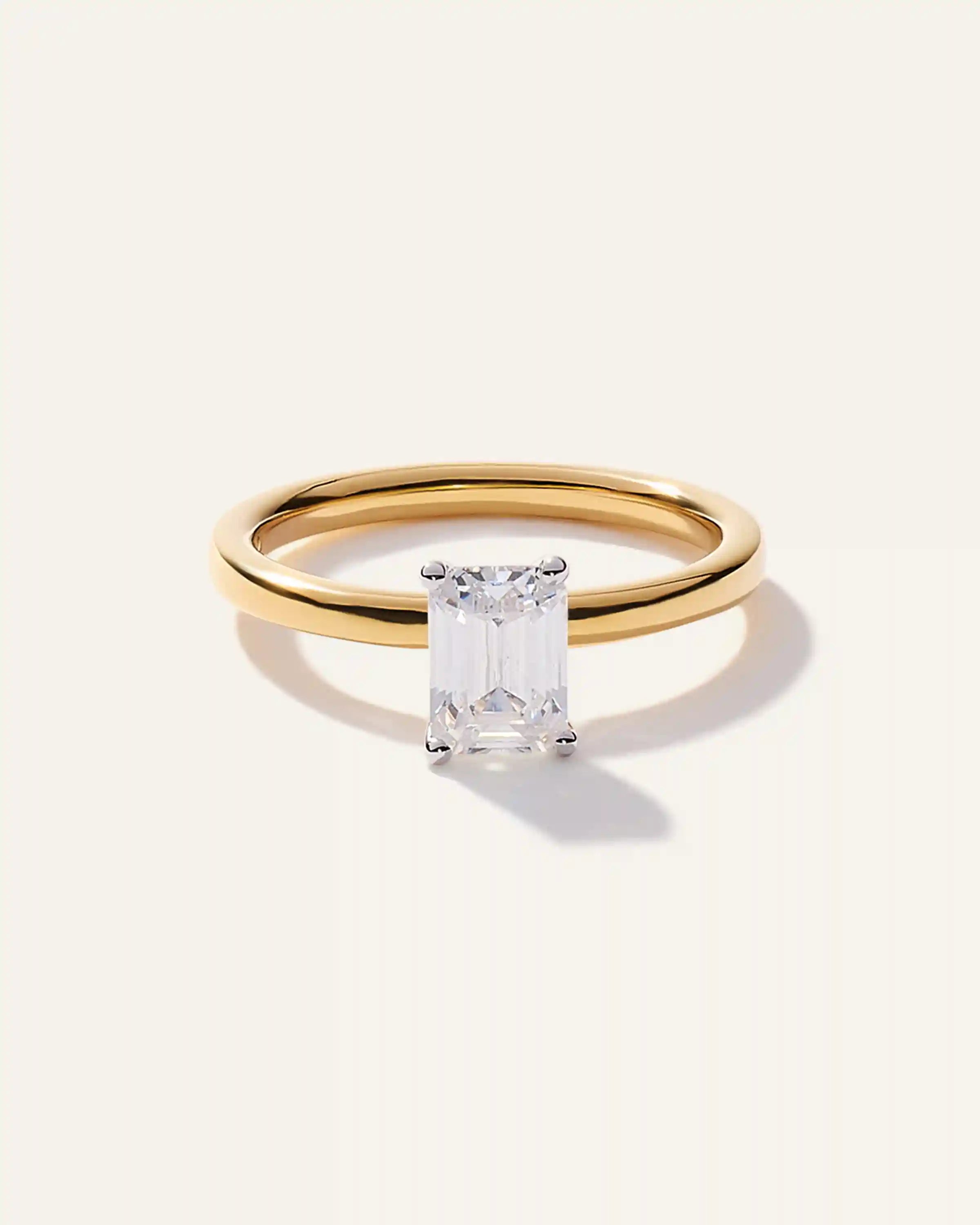 Lab Grown Diamond Emerald Comfort Fit Engagement Ring - 1ct