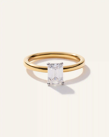 Lab Grown Diamond Emerald Comfort Fit Engagement Ring - 1ct