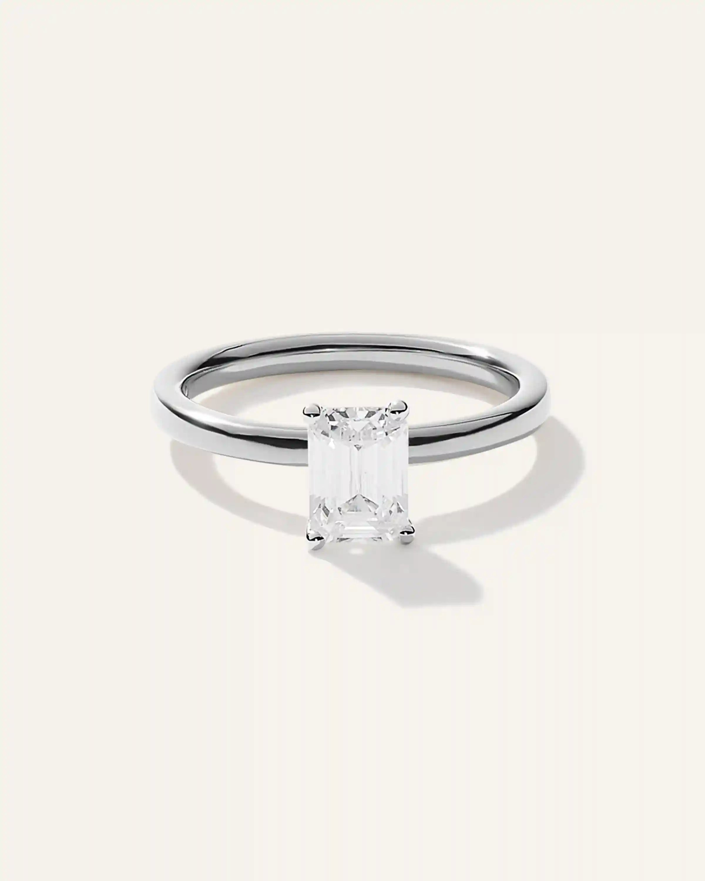 Lab Grown Diamond Emerald Comfort Fit Engagement Ring - 1ct