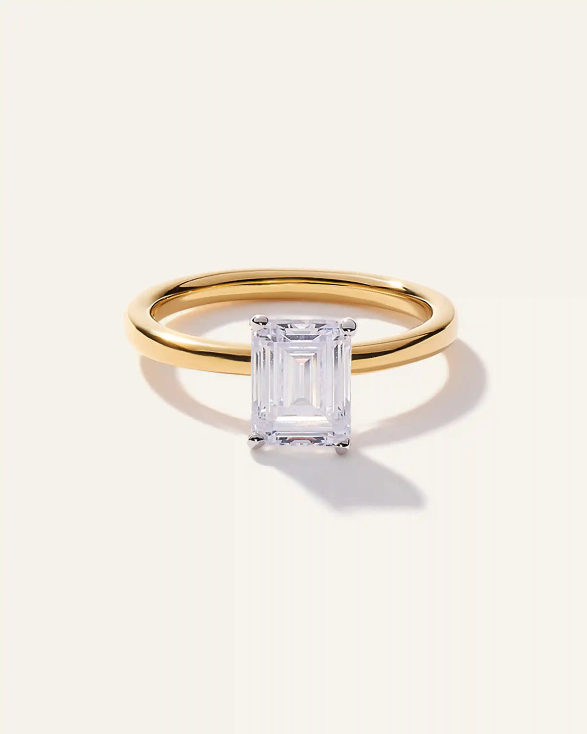 Lab Grown Diamond Emerald Comfort Fit Engagement Ring - 1.50ct