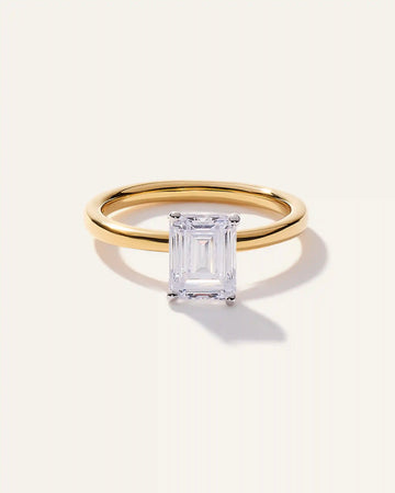 Lab Grown Diamond Emerald Comfort Fit Engagement Ring - 1.50ct