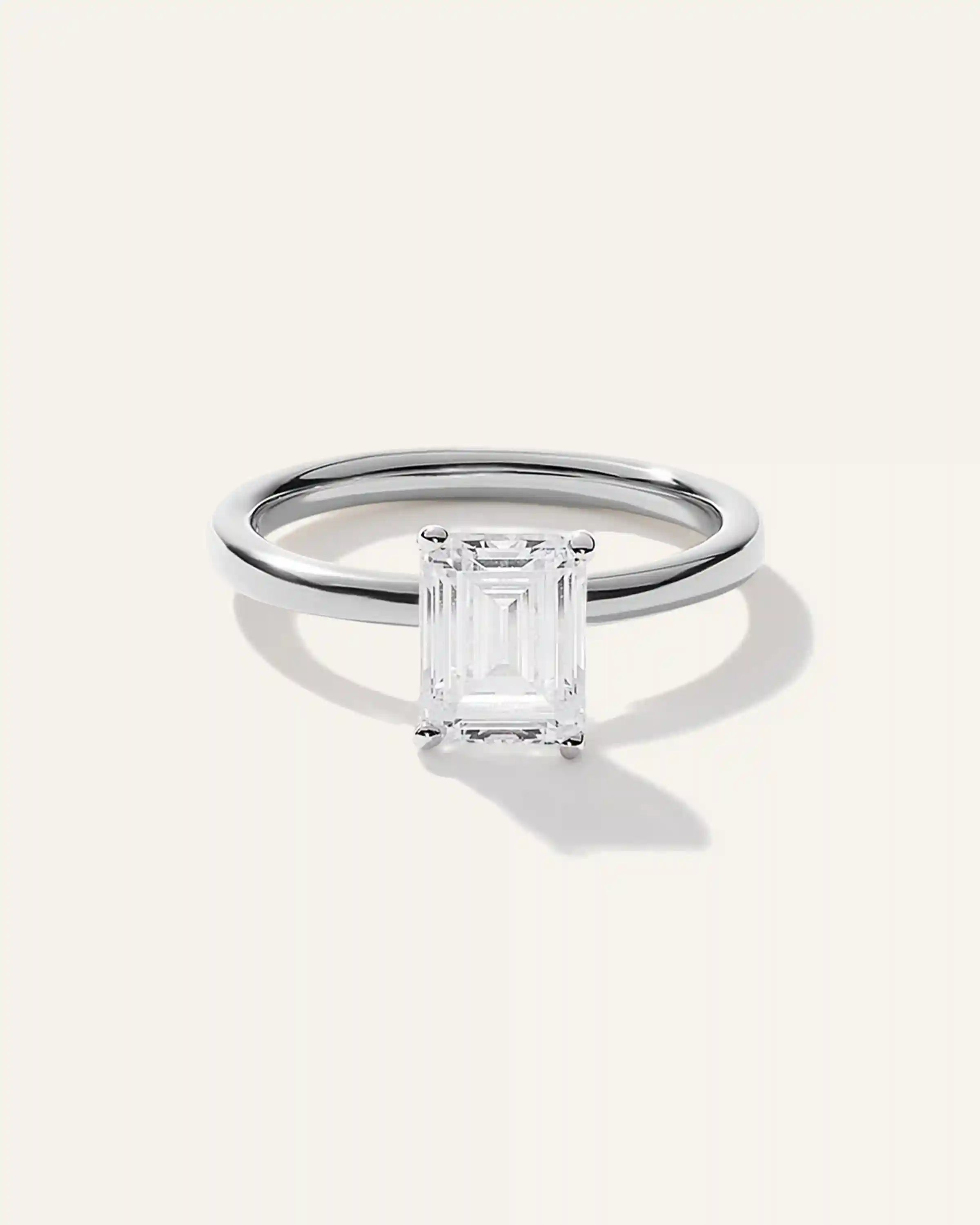 Lab Grown Diamond Emerald Comfort Fit Engagement Ring - 1.50ct