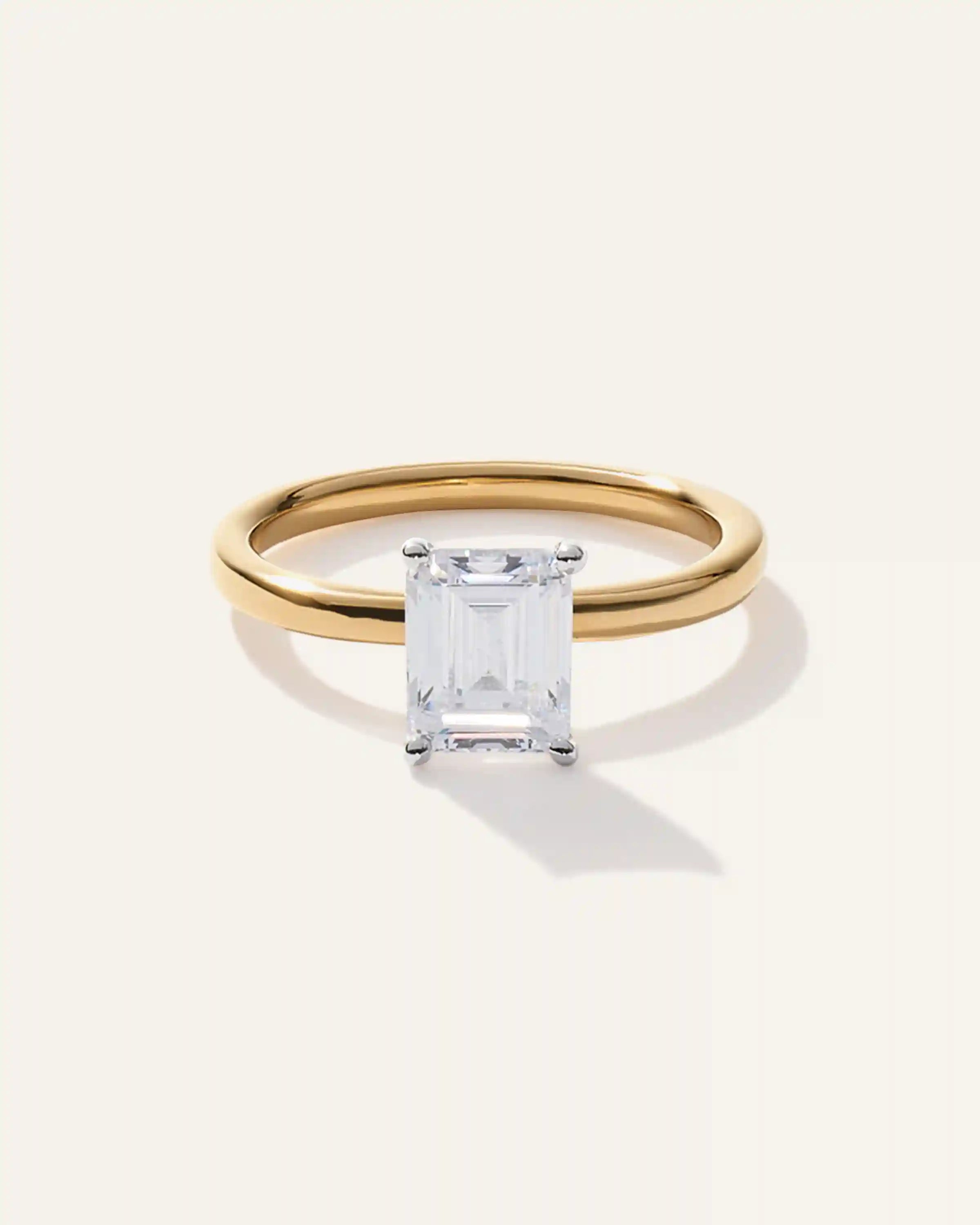 Lab Grown Diamond Emerald Comfort Fit Engagement Ring - 2ct