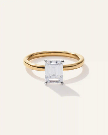 Lab Grown Diamond Emerald Comfort Fit Engagement Ring - 2ct