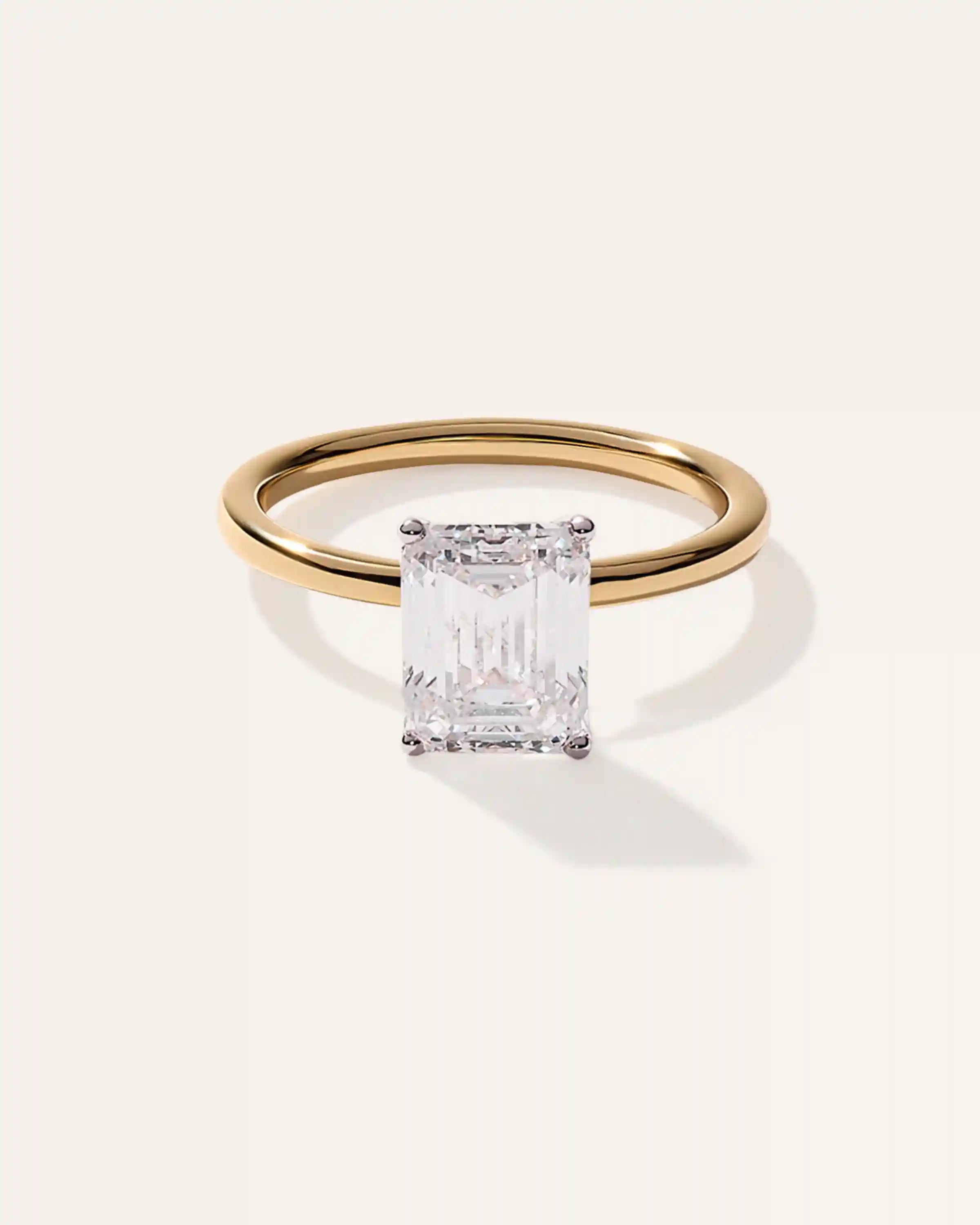 Lab Grown Diamond Emerald Comfort Fit Engagement Ring - 3ct