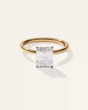 Lab Grown Diamond Emerald Comfort Fit Engagement Ring - 3ct