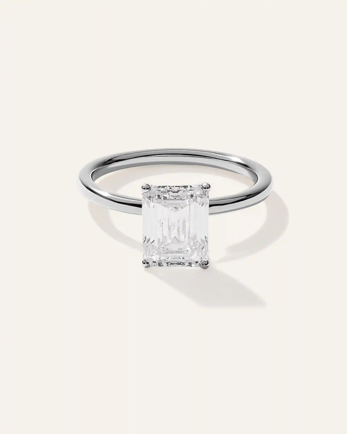 Lab Grown Diamond Emerald Comfort Fit Engagement Ring - 3ct