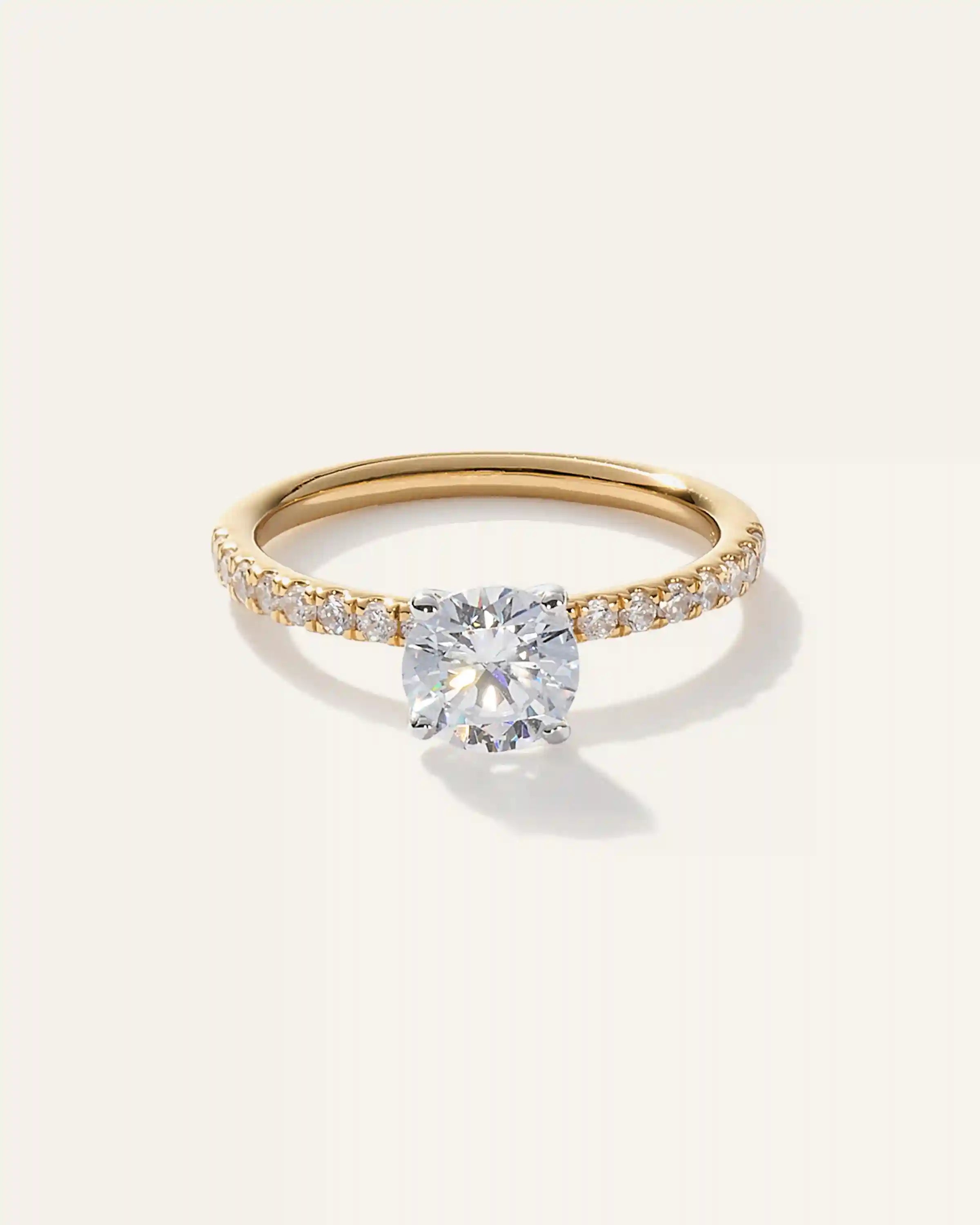 Lab Grown Diamond Round Petite Pave Engagement Ring - 1ct