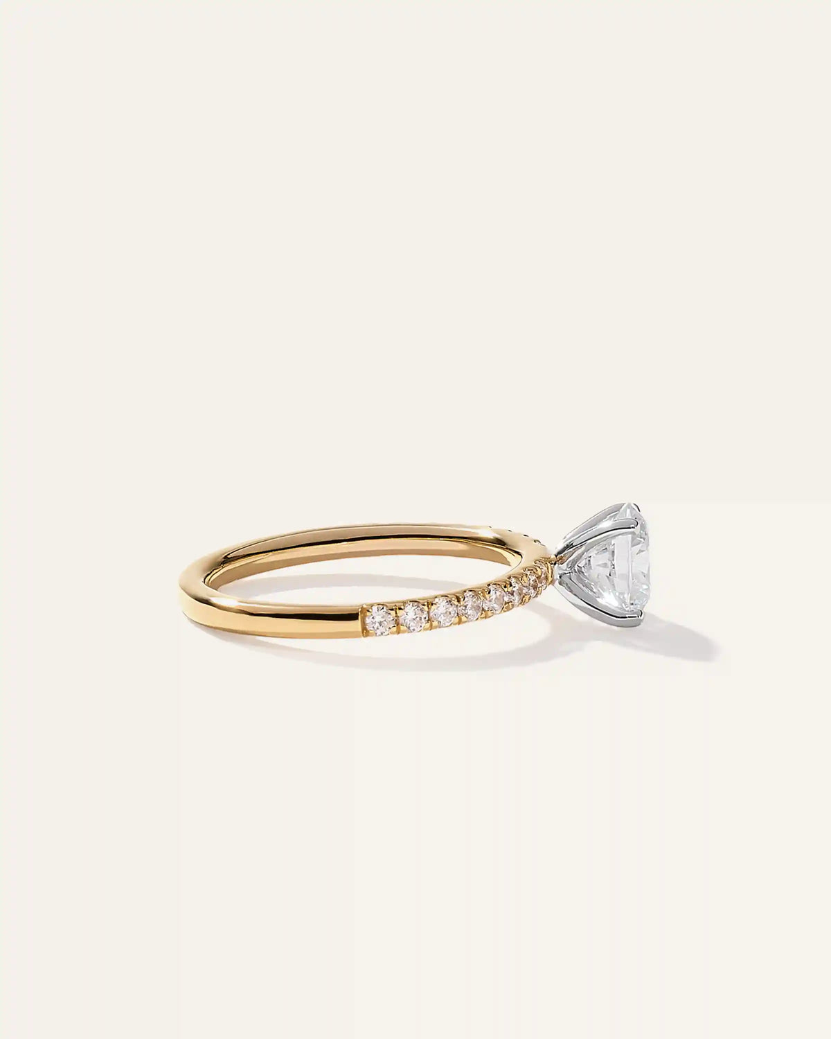 Lab Grown Diamond Round Petite Pave Engagement Ring - 1ct