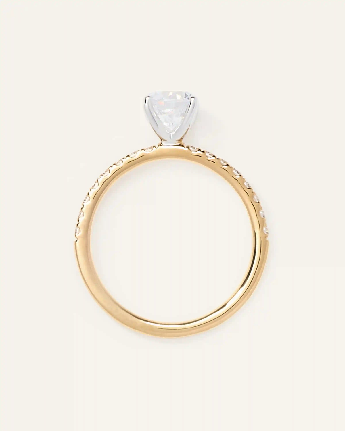 Lab Grown Diamond Round Petite Pave Engagement Ring - 1ct