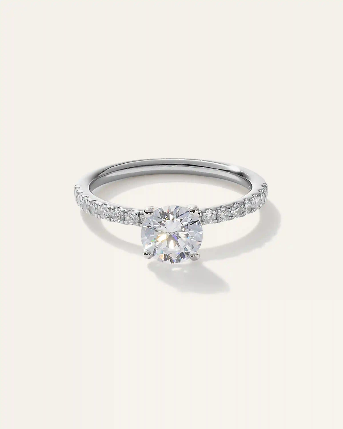 Lab Grown Diamond Round Petite Pave Engagement Ring - 1ct