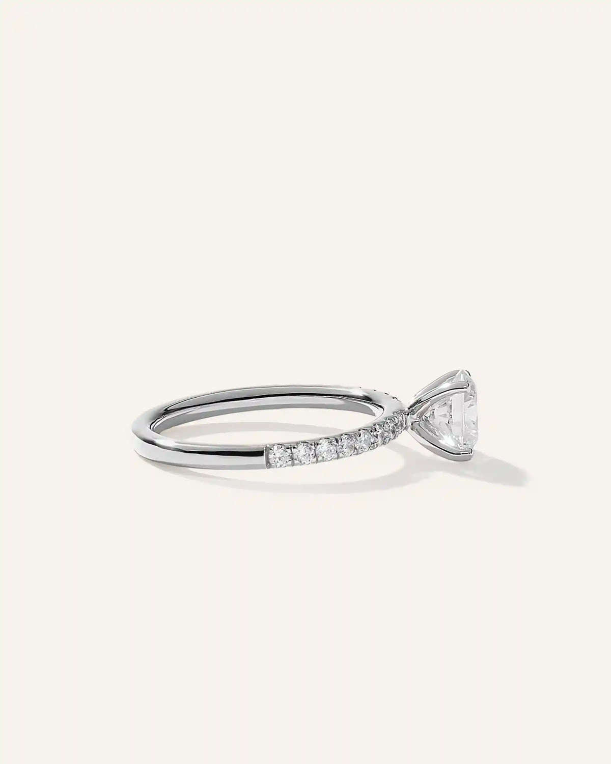 Lab Grown Diamond Round Petite Pave Engagement Ring - 1ct