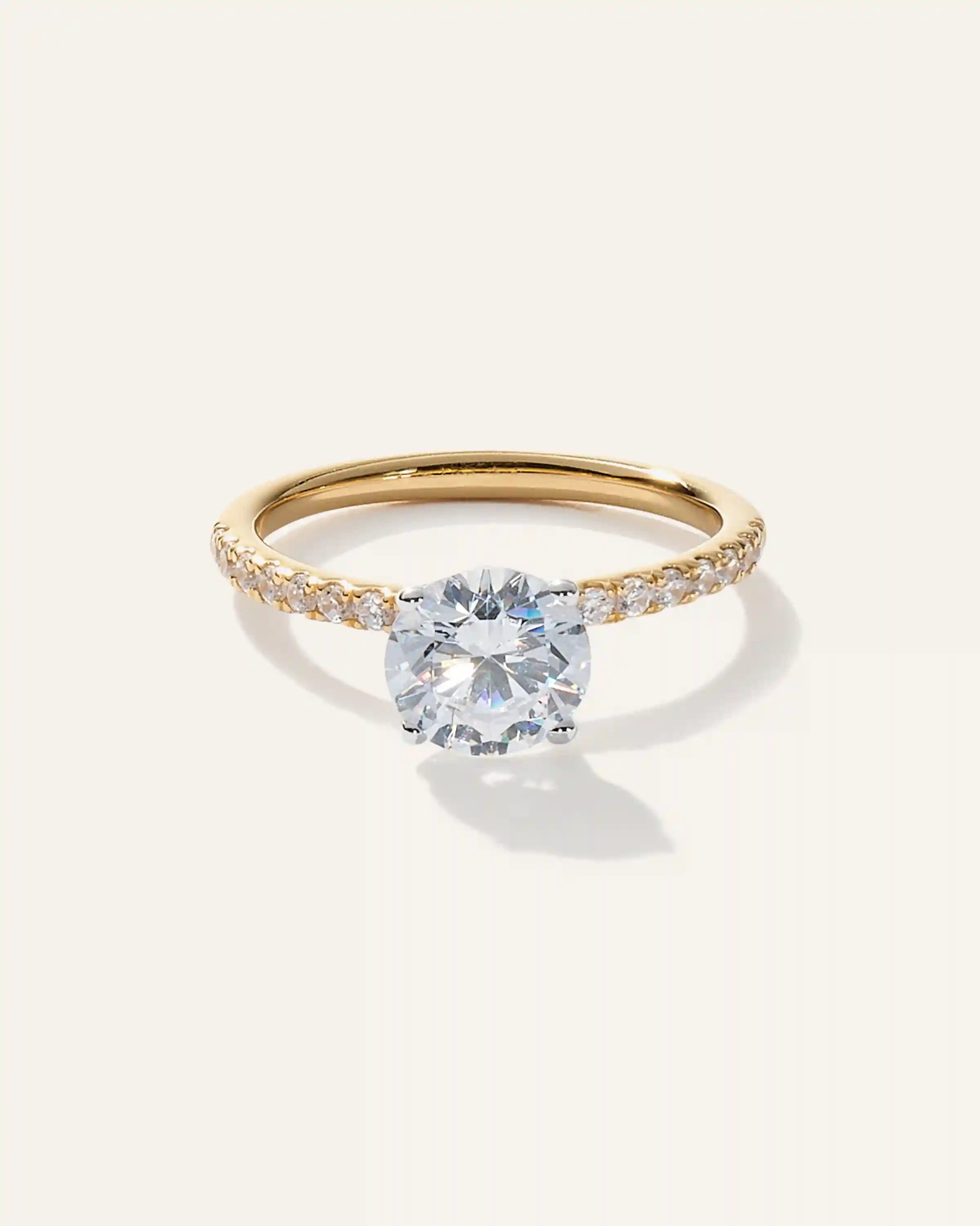 Lab Grown Diamond Round Petite Pave Engagement Ring - 1.50ct