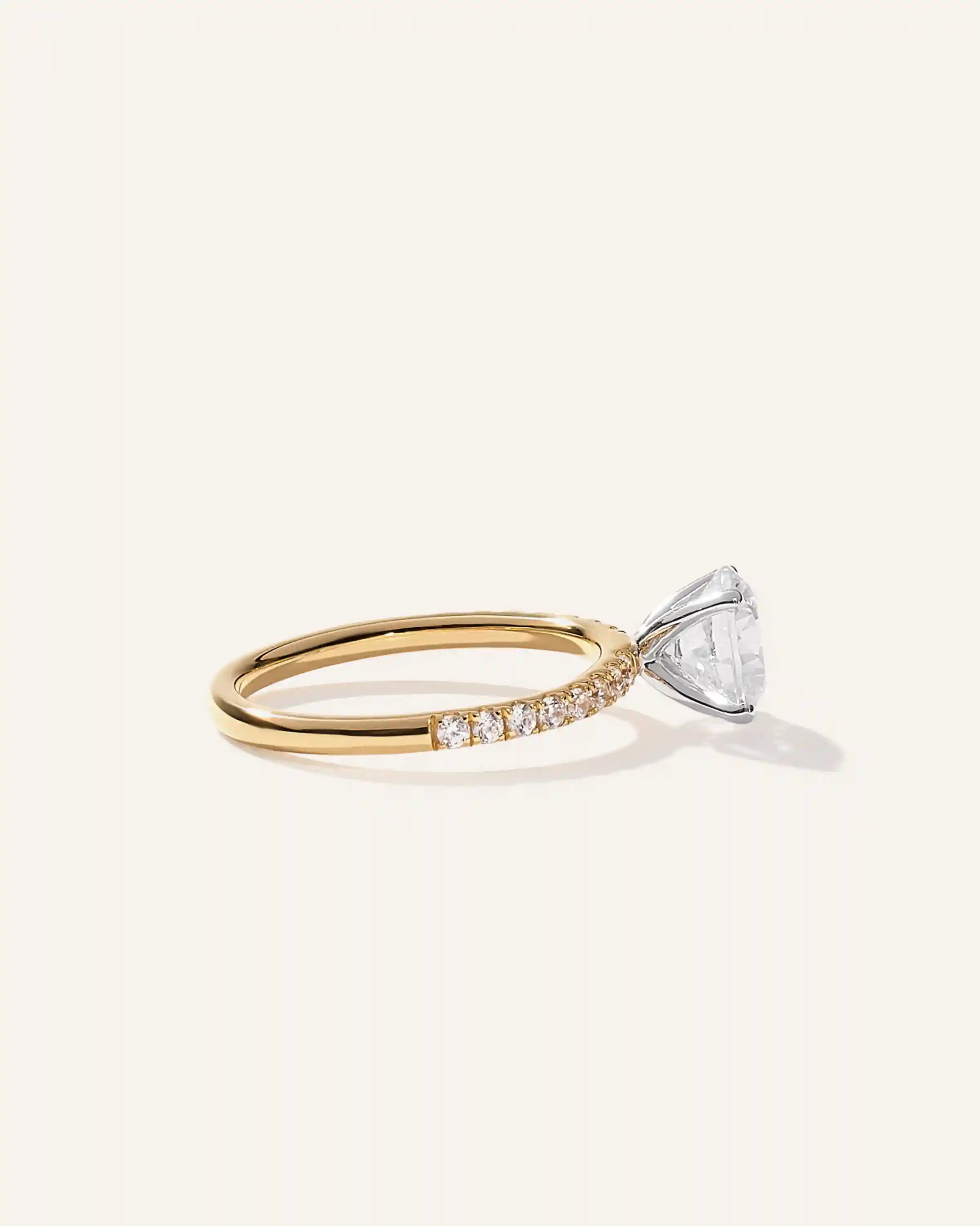 Lab Grown Diamond Round Petite Pave Engagement Ring - 1.50ct