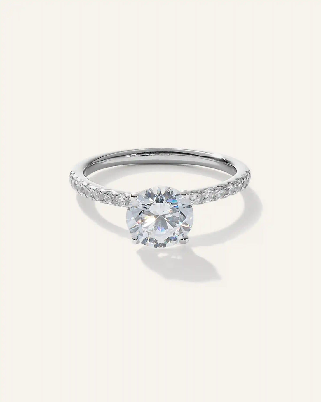 Lab Grown Diamond Round Petite Pave Engagement Ring - 1.50ct