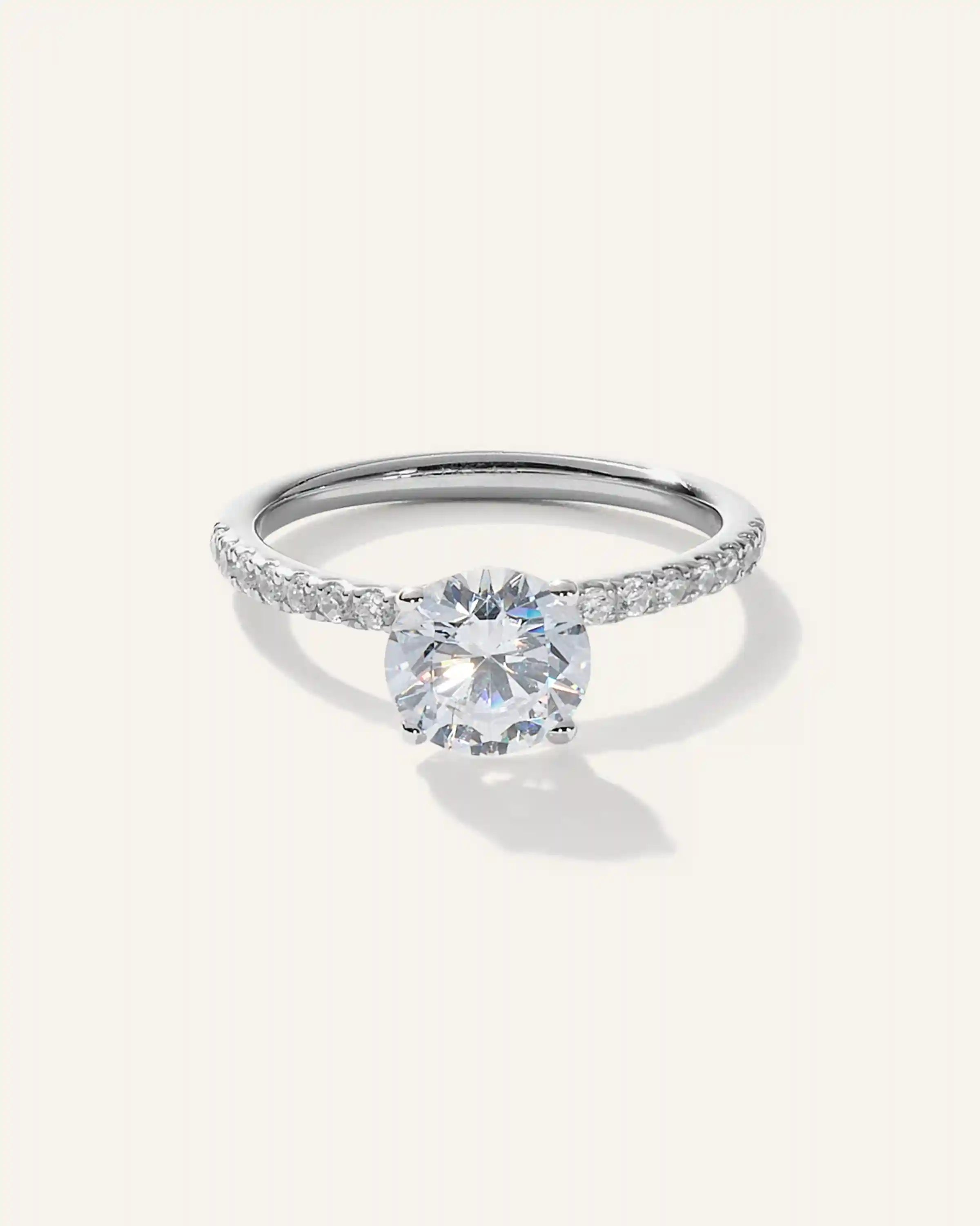 Lab Grown Diamond Round Petite Pave Engagement Ring - 1.50ct