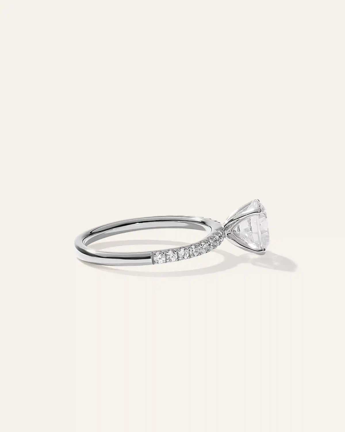 Lab Grown Diamond Round Petite Pave Engagement Ring - 1.50ct