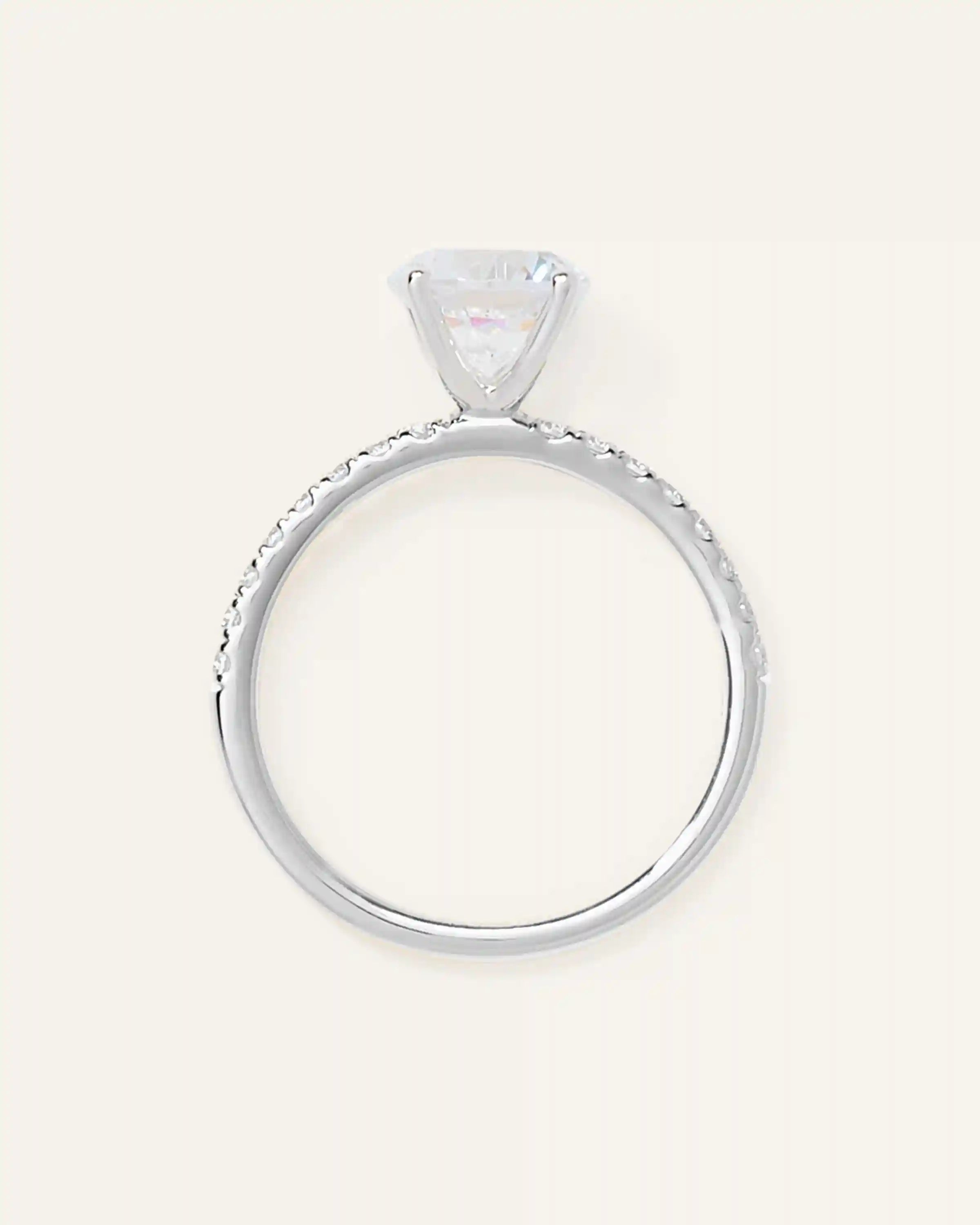Lab Grown Diamond Round Petite Pave Engagement Ring - 1.50ct
