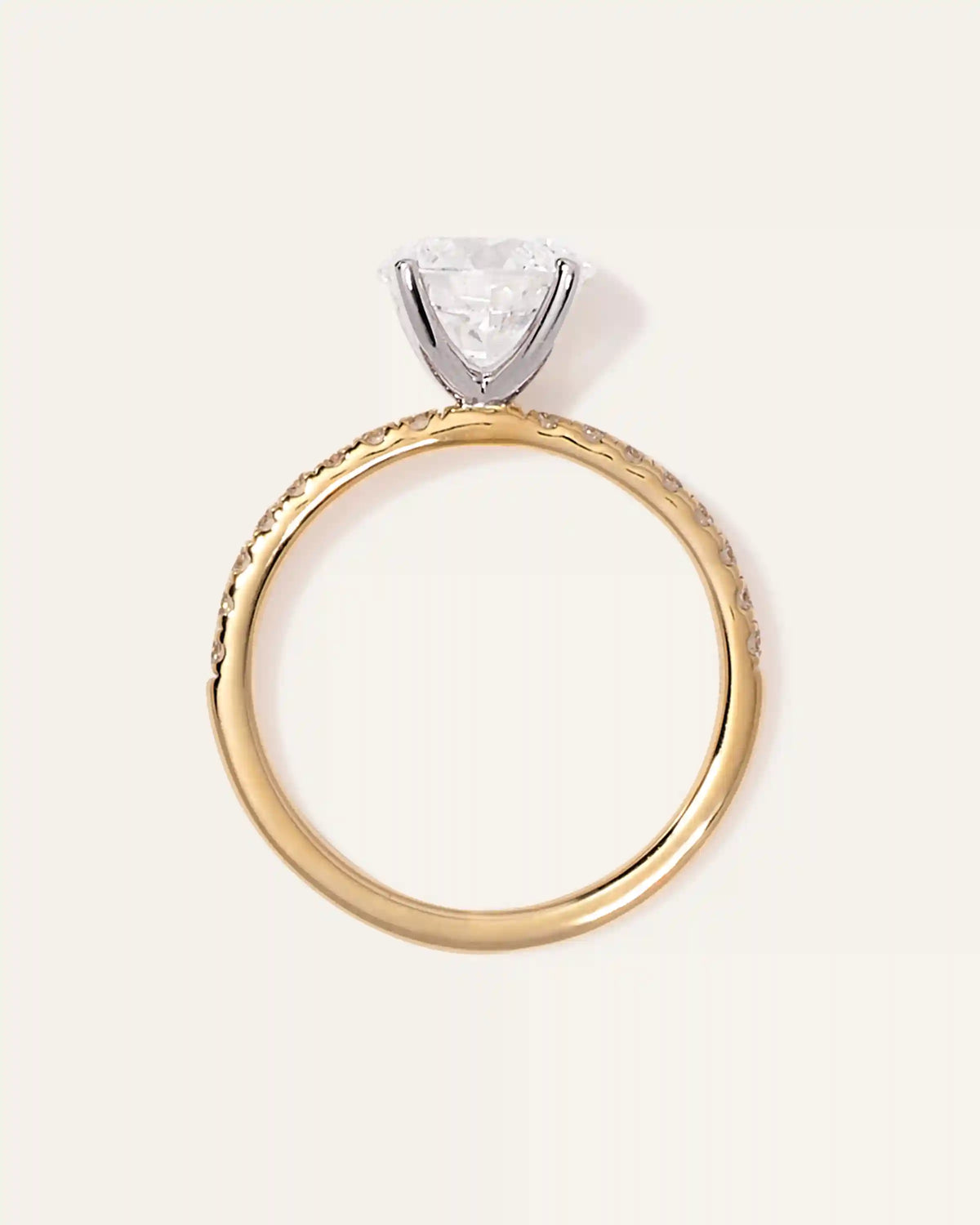 Lab Grown Diamond Round Petite Pave Engagement Ring - 2ct