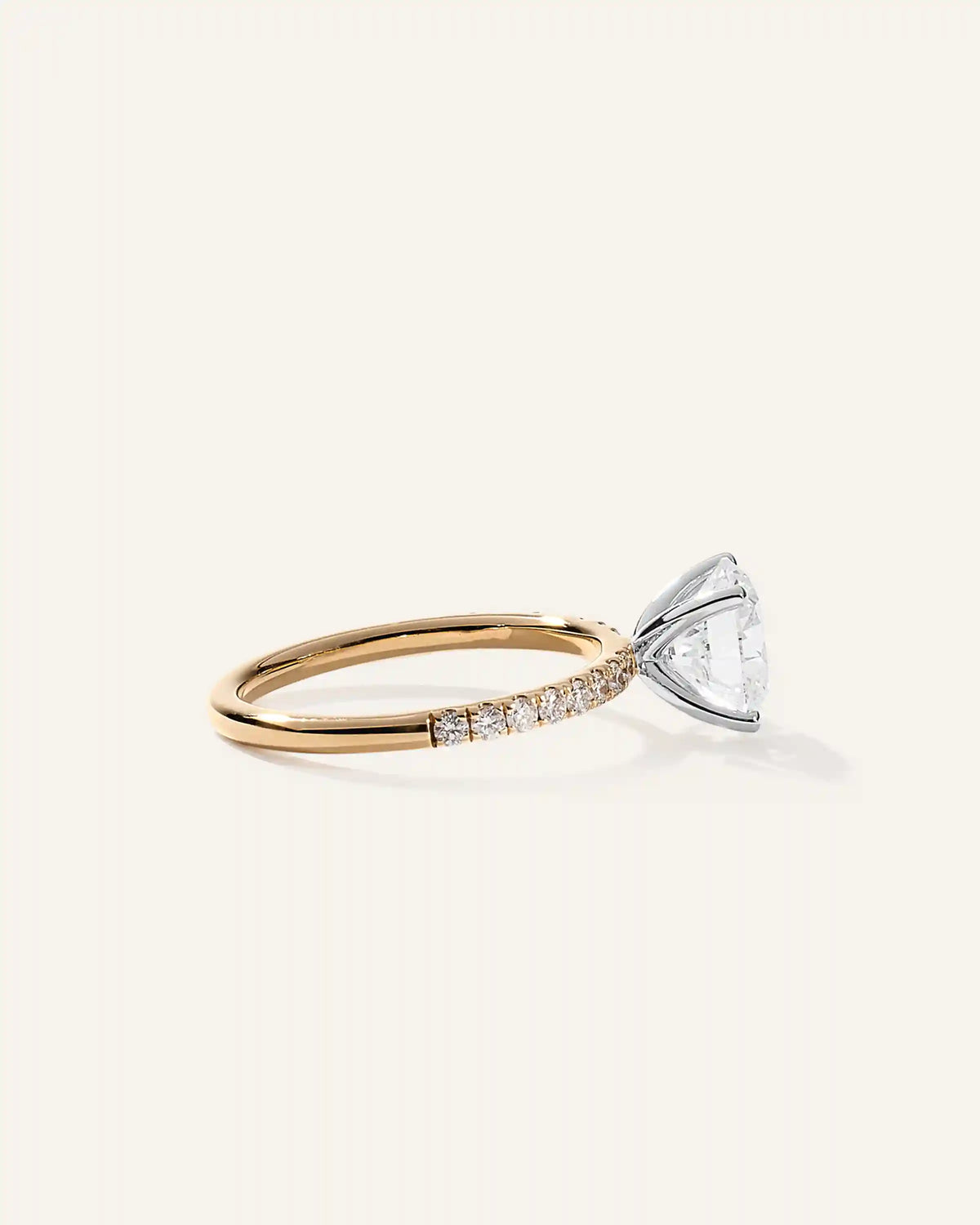 Lab Grown Diamond Round Petite Pave Engagement Ring - 2ct